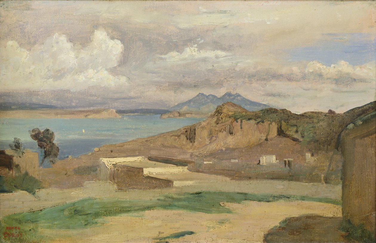 Ischia, Epomeo Dağı Yamaçlarından Görünüm, 1828 by Jean Baptiste Camille Corot