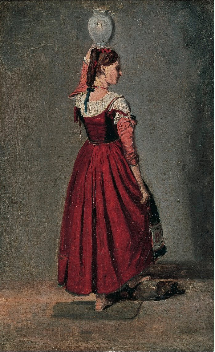 italyan kadın by Jean Baptiste Camille Corot