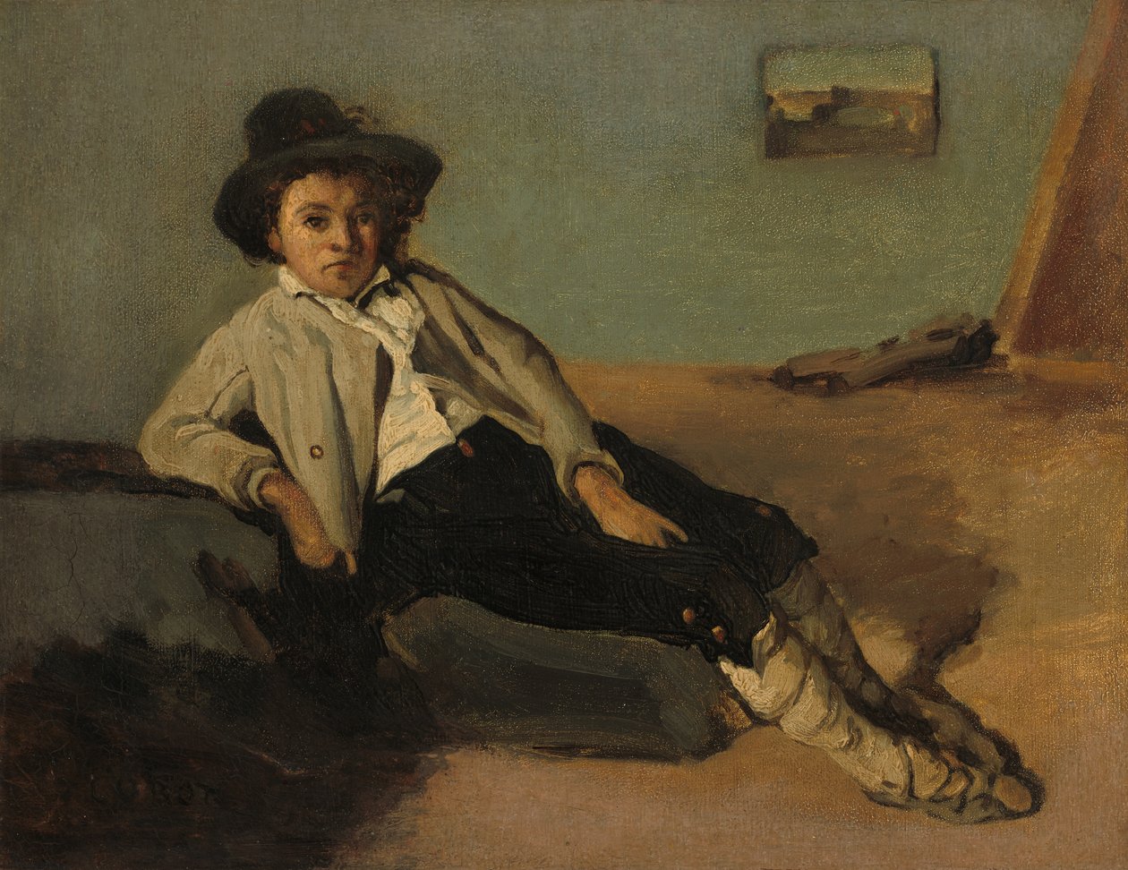 İtalyan köylü çocuğu by Jean Baptiste Camille Corot