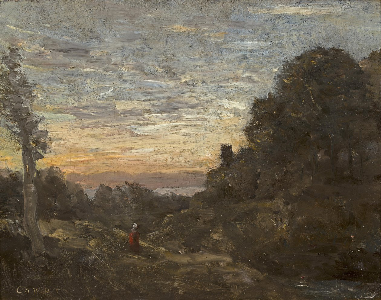 Ağaçlardaki kule by Jean Baptiste Camille Corot