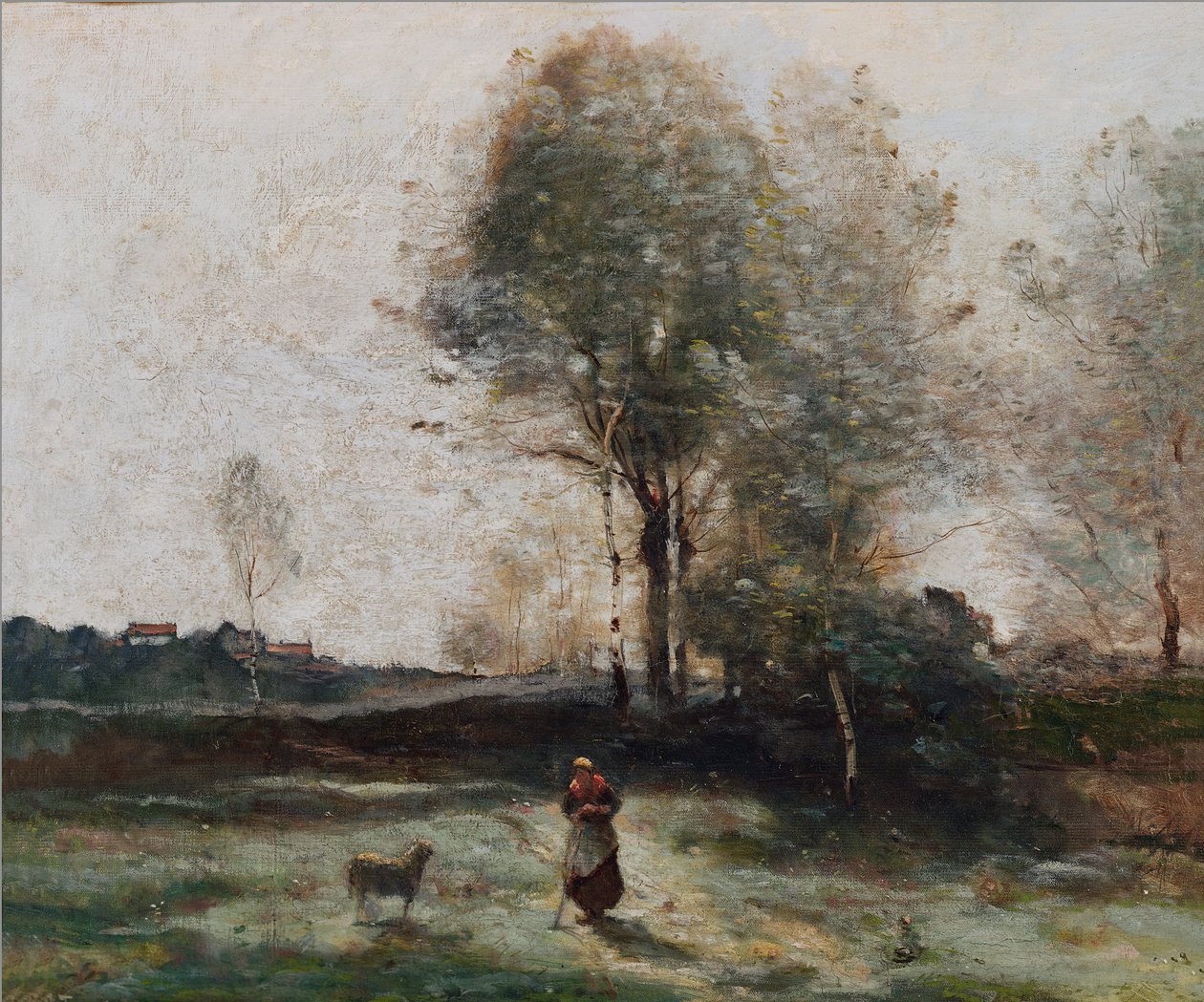 Manzara veya Sabah Tarlada by Jean Baptiste Camille Corot