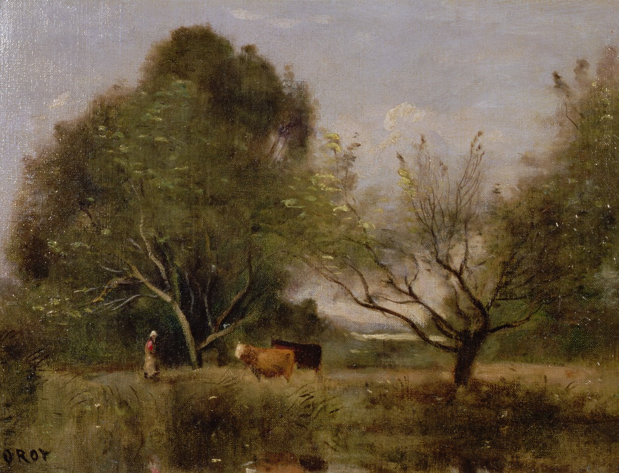 ಕ್ಯಾಟಲ್ ಟರ್ಕ್ ಜೊತೆ ಭೂದೃಶ್ಯ by Jean Baptiste Camille Corot