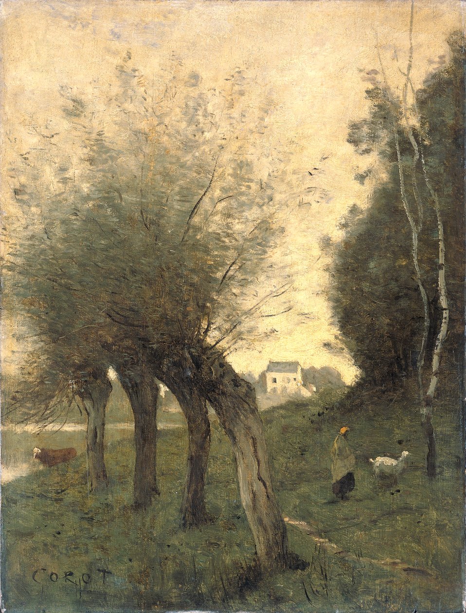 Pollard söğütleri ile manzara by Jean Baptiste Camille Corot