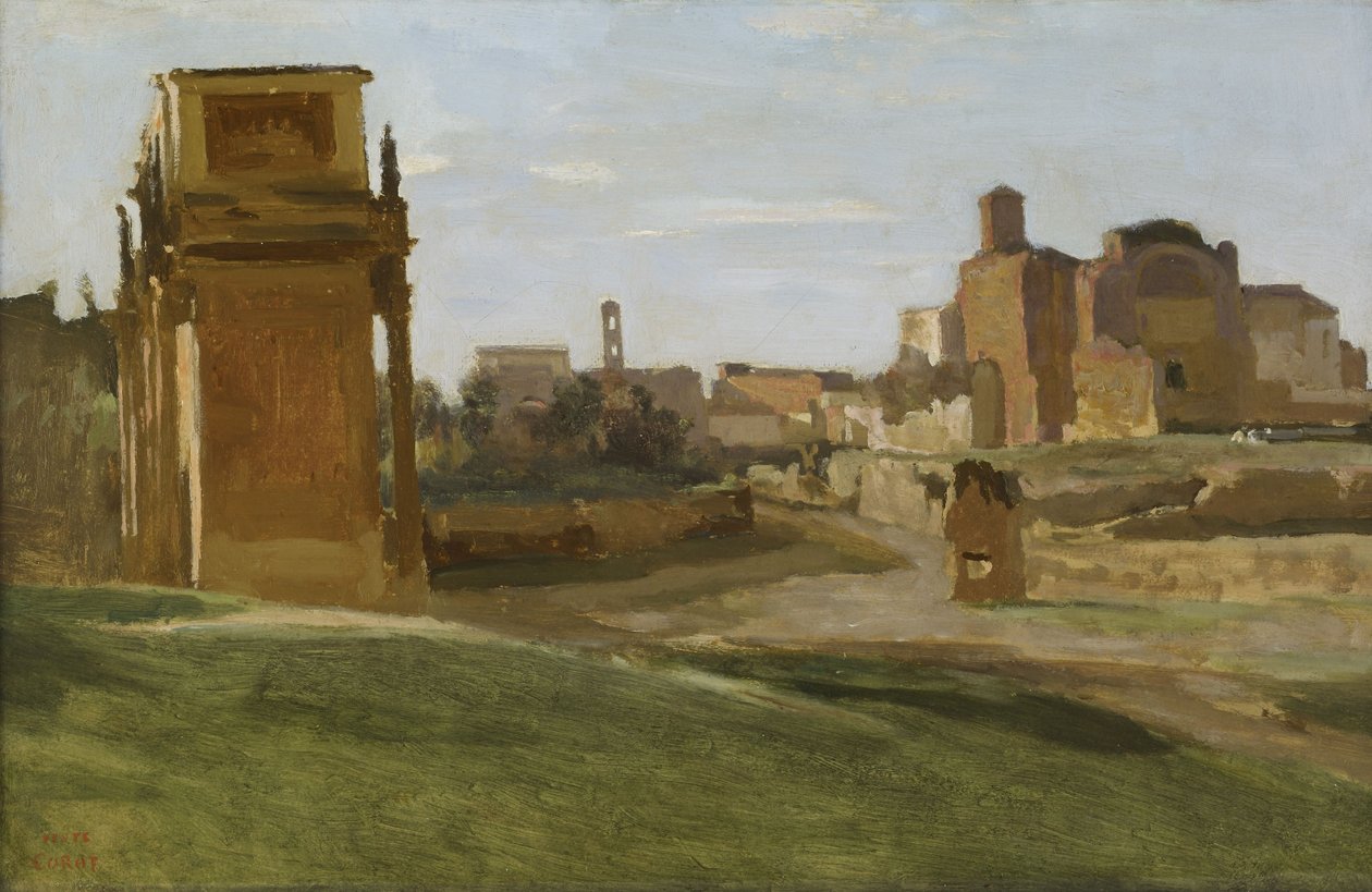 Larc de Constantine ve forum by Jean Baptiste Camille Corot