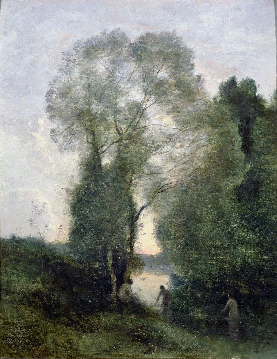 yüzücüler by Jean Baptiste Camille Corot