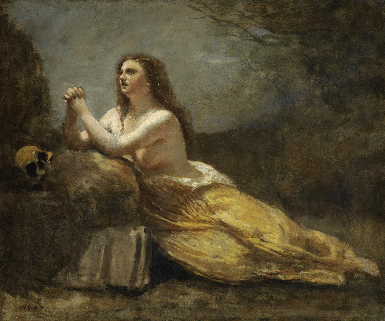 Madeleine dua ederken by Jean Baptiste Camille Corot
