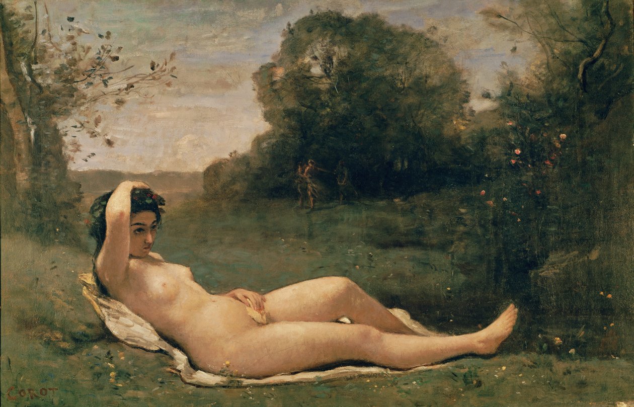 Perisi uzanmış, c.1857-58 by Jean Baptiste Camille Corot