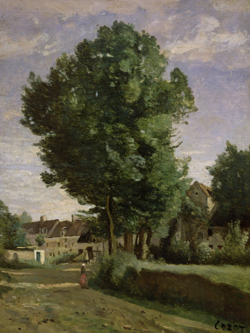 Beauvais yakınlarındaki bir köyün etekleri, 1850 dolayları by Jean Baptiste Camille Corot