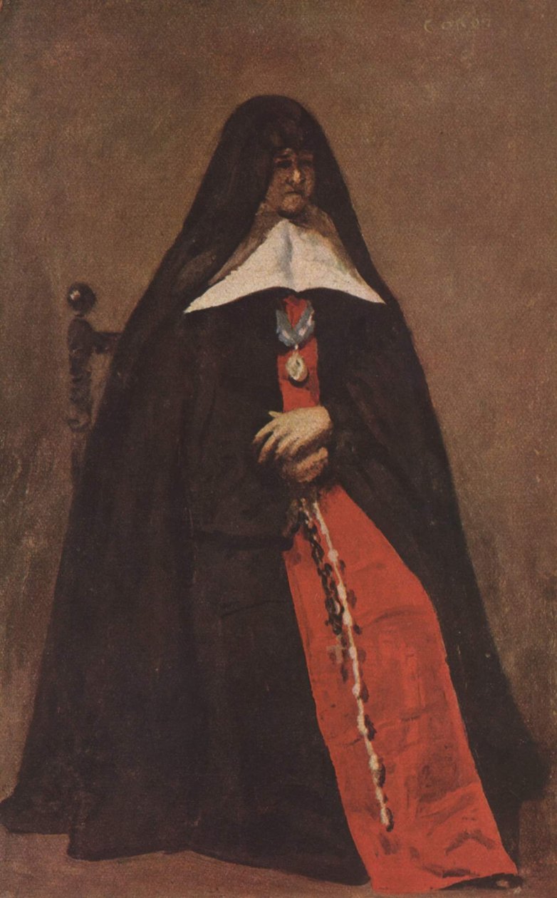 Annunciaten Manastırı Amirinin Portresi by Jean Baptiste Camille Corot