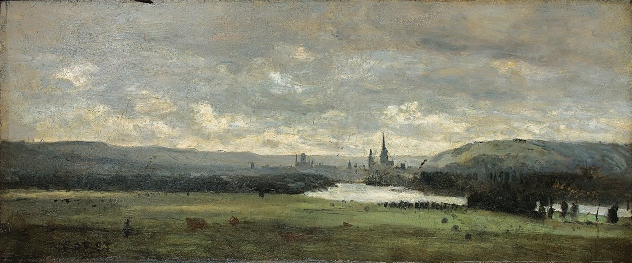 Rouen, ön planda Seine