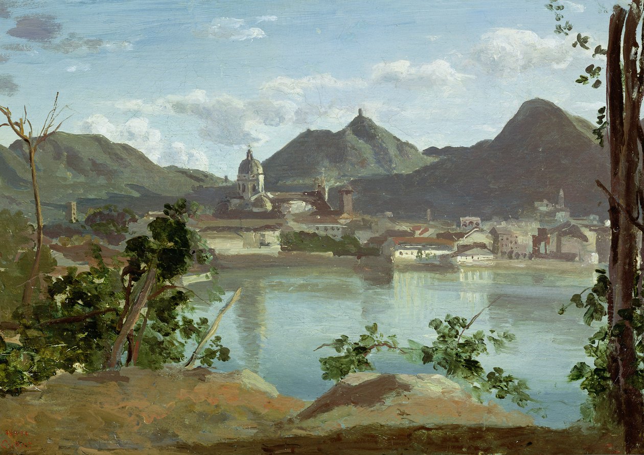 Kasaba ve Como Gölü, 1834 by Jean Baptiste Camille Corot