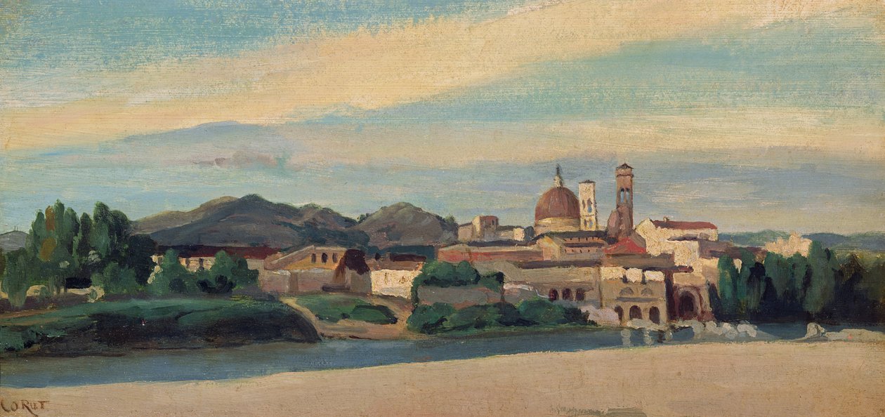 Bir İtalyan Köyünden Görünüm (petrol) by Jean Baptiste Camille Corot
