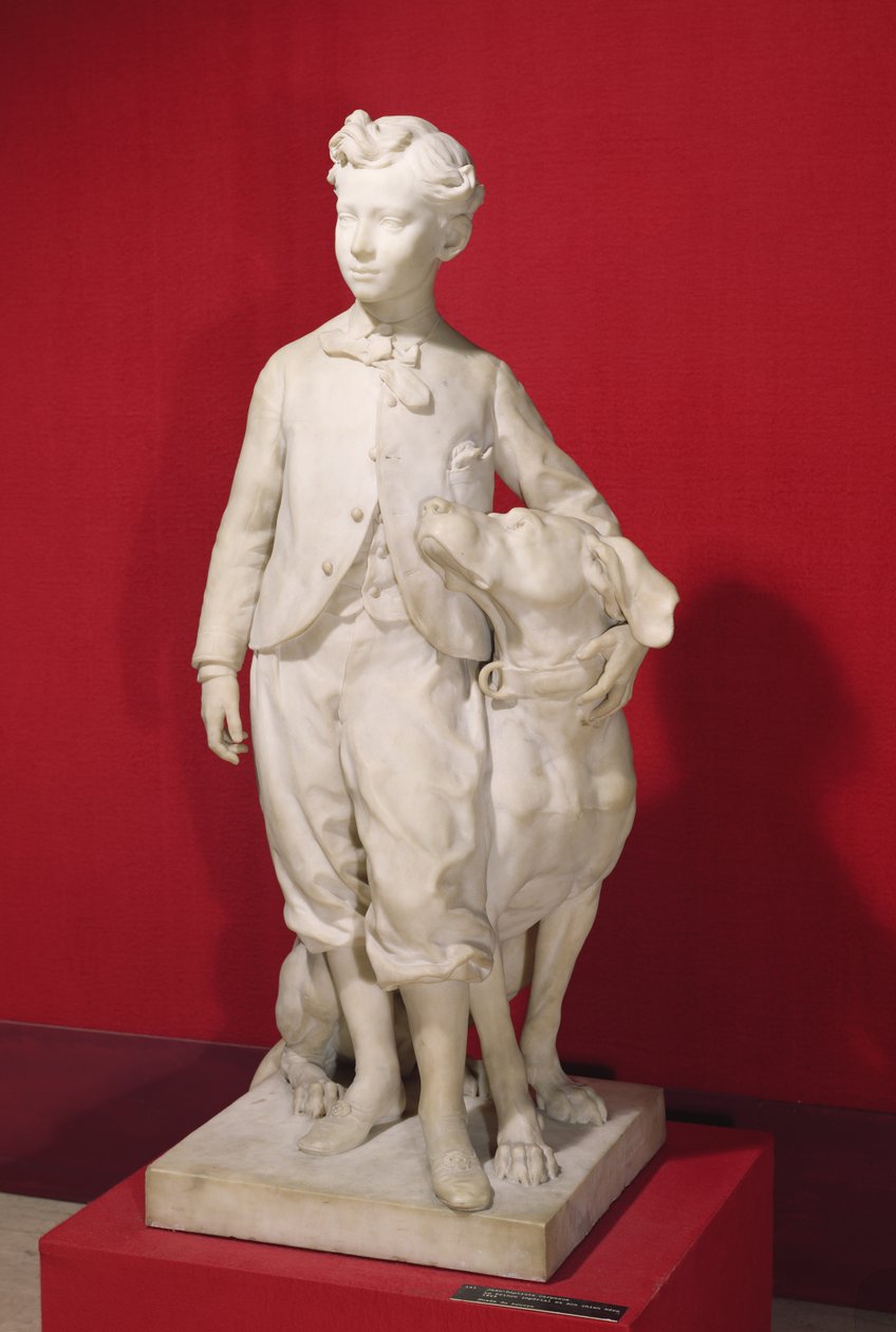 Louis-Eugene-Napoleon Bonaparte (1856-79) with his dog, Nero, 1865 (marble) by Jean Baptiste Carpeaux