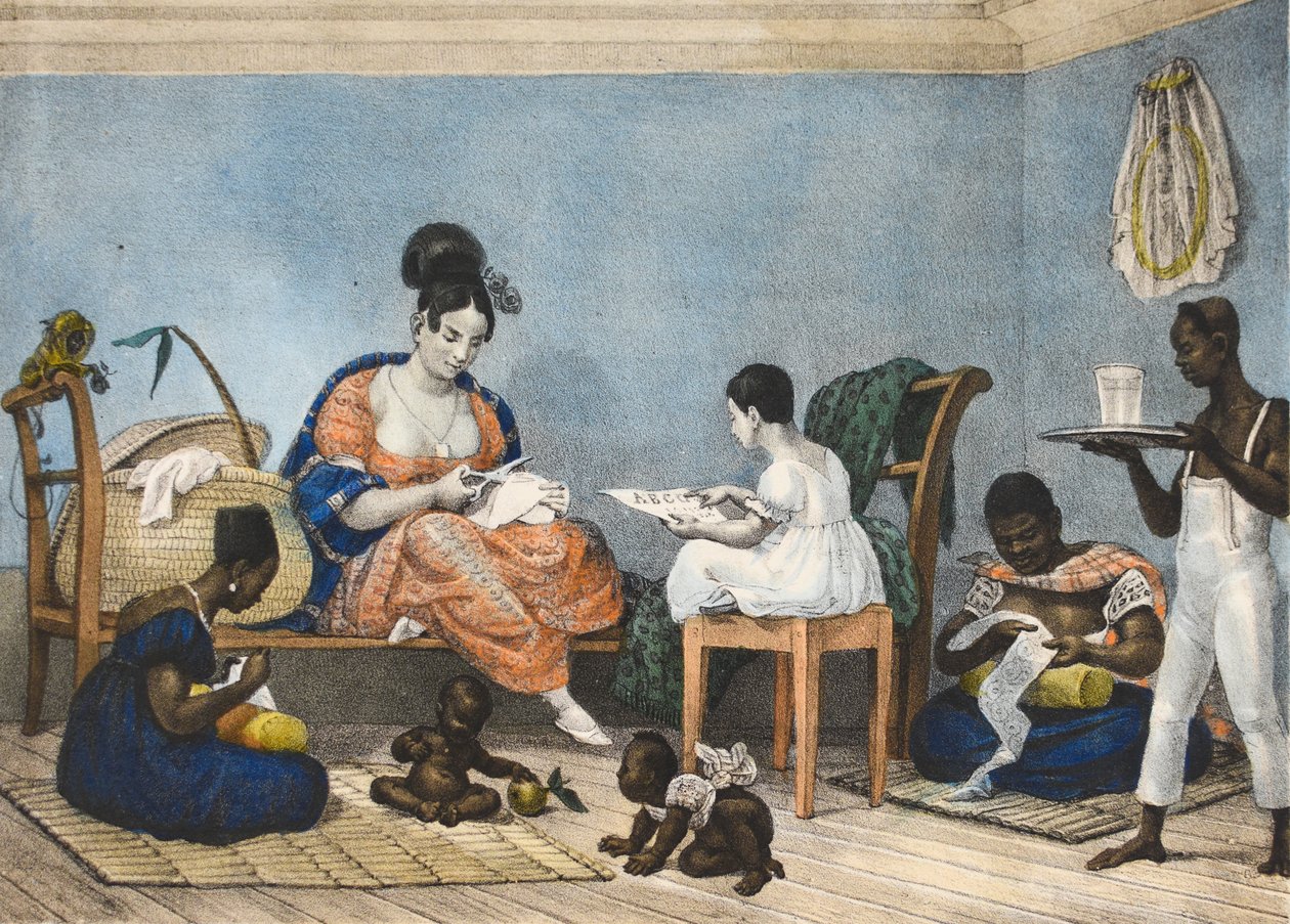 Evinde bazı eşyalara sahip bir bayan by Jean Baptiste Debret