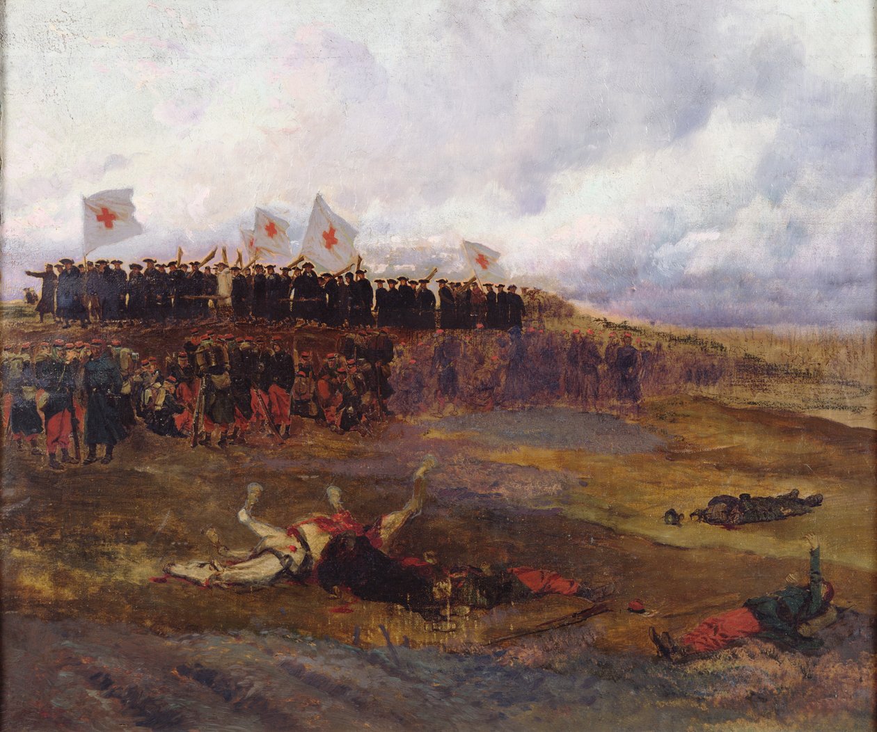 Paris Kuşatması sırasında savaş alanında sedye taşıyıcıları by Jean Baptiste Edouard Detaille