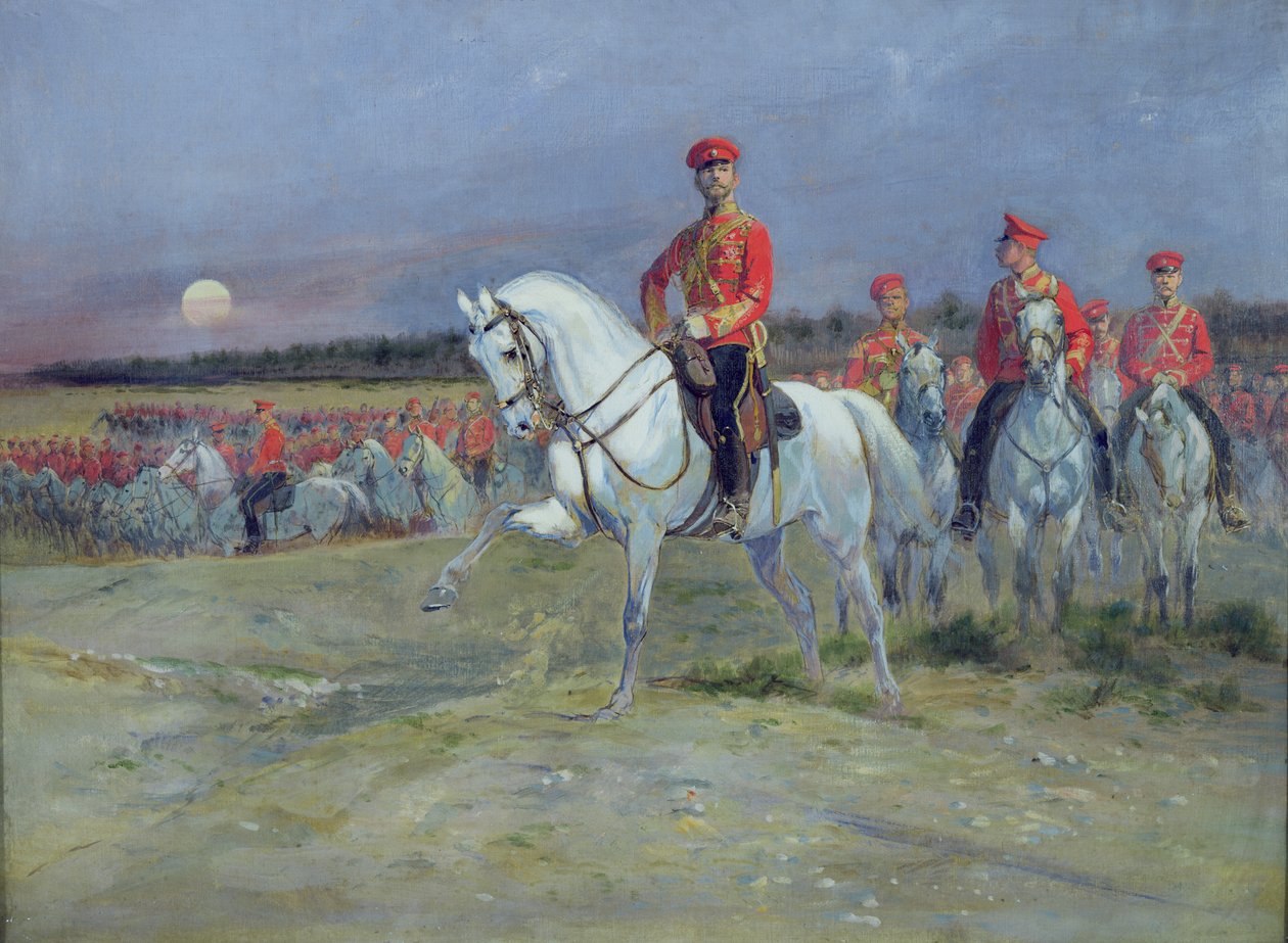 Tsarevich Nicolas (1894-1917) Reviewing the Troops, 1899  by Jean Baptiste Edouard Detaille