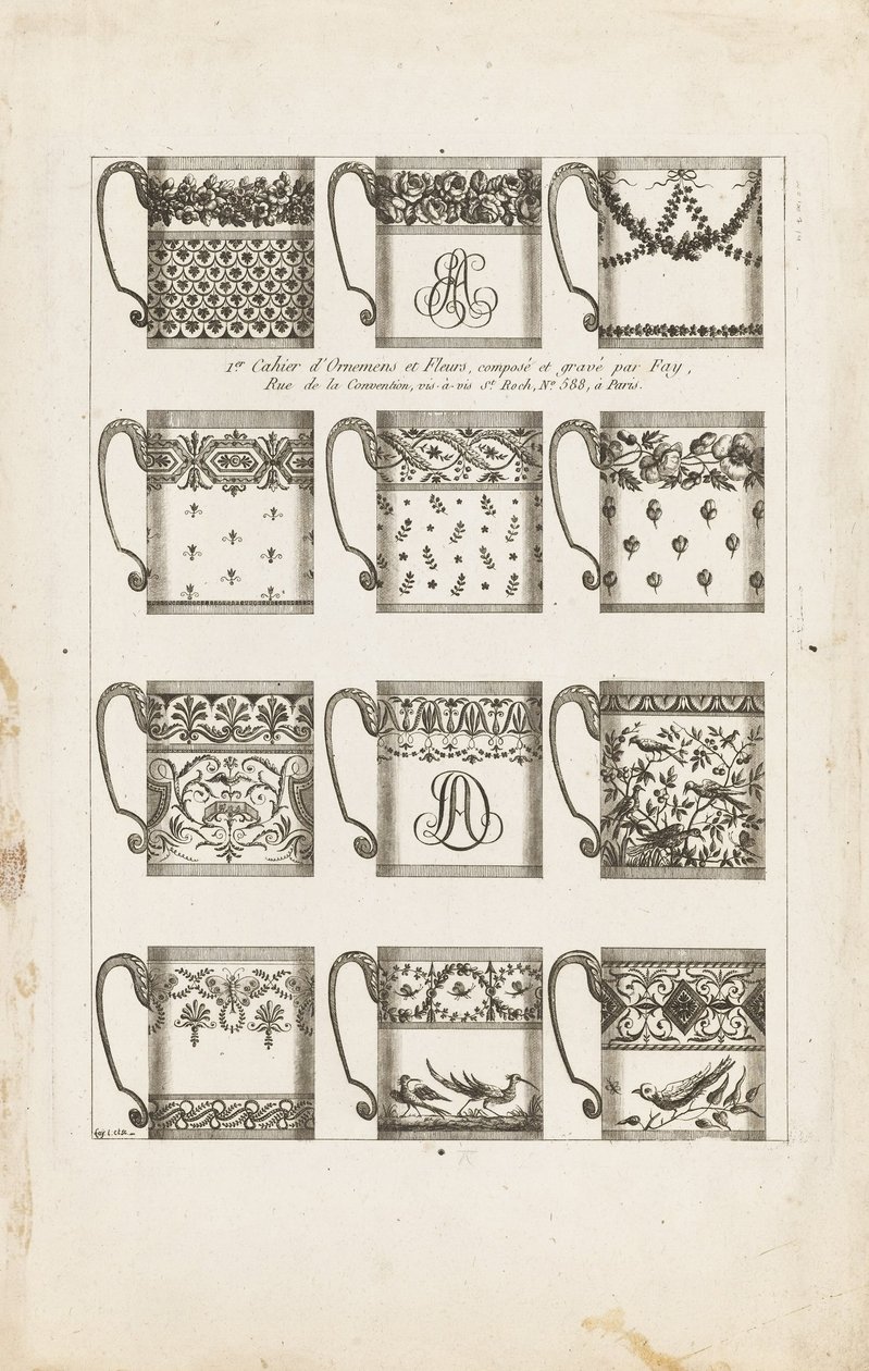 Çikolata Bardakları için Tasarımlar, 1. Cahier dOrnemens et Fleurs