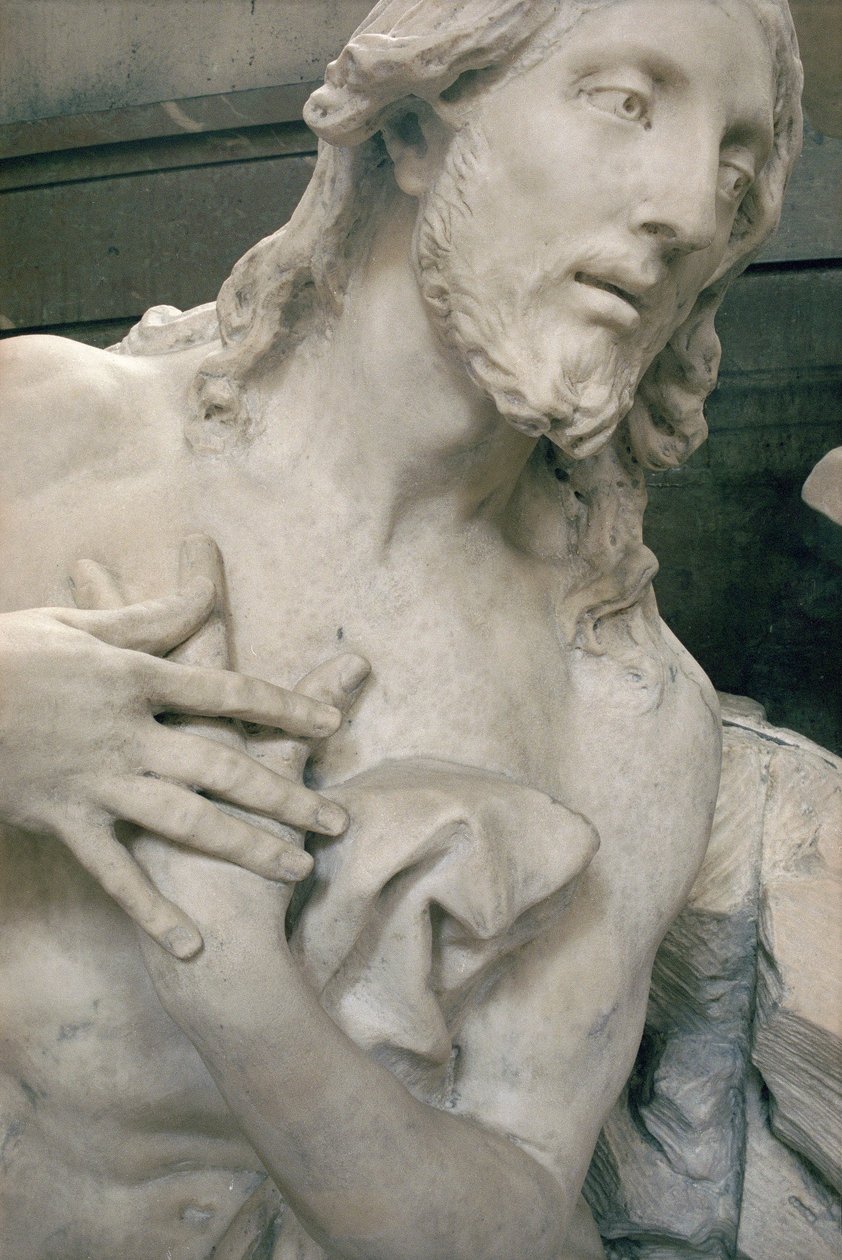İsa'nın Vaftizi, yeğeni Jean-Baptiste Lemoyne II (1704-78) (mermer) tarafından elde edilen detay (ayrıca bkz. 245286) by Jean Baptiste I Lemoyne