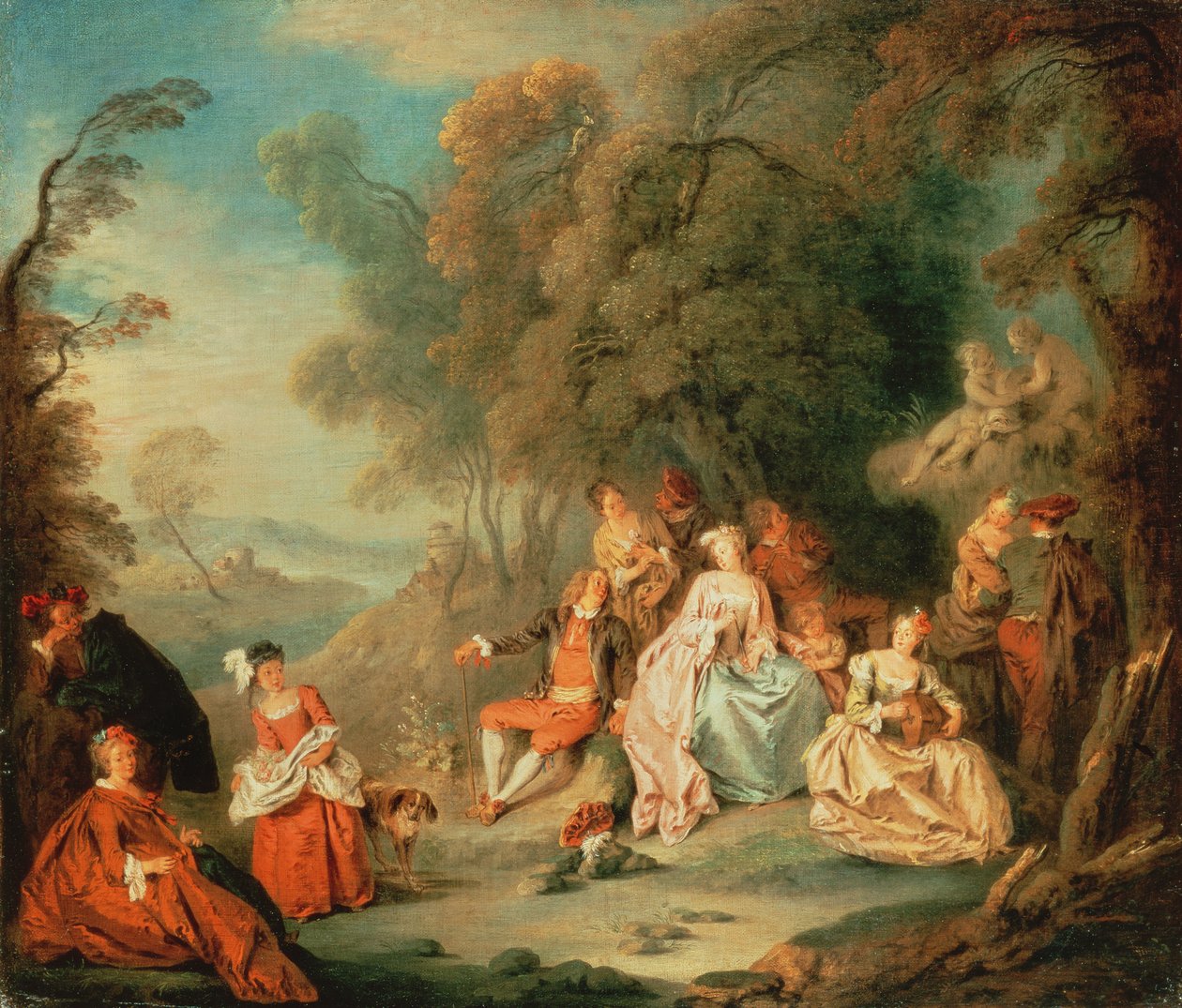 Bir parkta zarif şirket by Jean Baptiste Joseph Pater