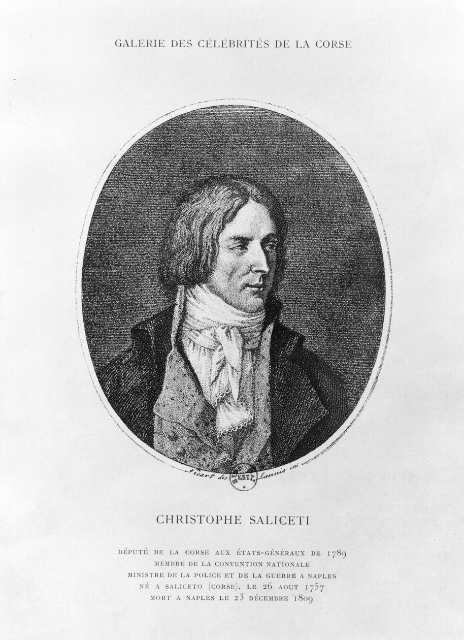 Carlo Lasinio (1759-1838) tarafından oyulmuş Antoine Christophe Saliceti (1757-1809) by Jean Baptiste Joseph Wicar