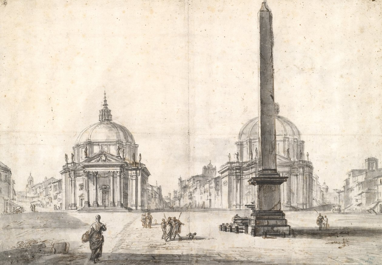 Piazza del Popolo, Roma by Jean Baptiste Lallemand