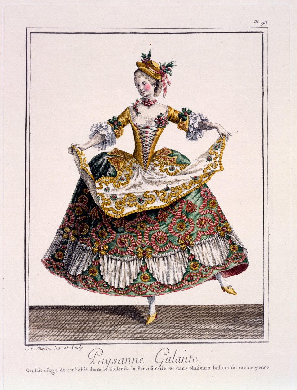 Nazik Bir Köylü Kadın Kostümü, 18. yüzyılın sonları (el boyaması gravür) by Jean Baptiste Martin