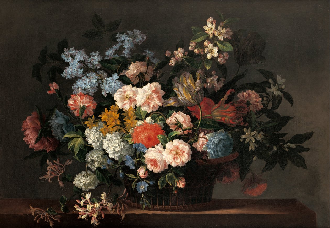 Çiçek sepeti ile natürmort by Jean Baptiste Monnoyer