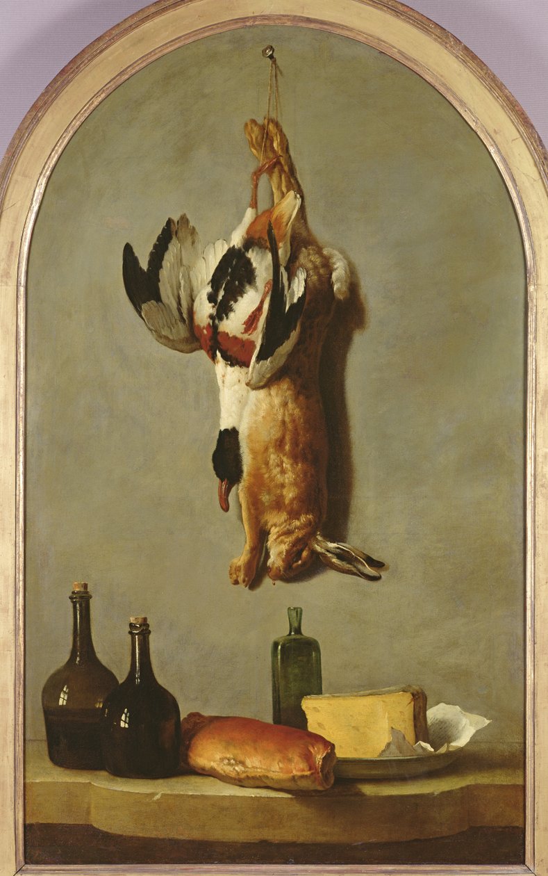 Natürmort (tavşan, ördek, şişe, ekmek ve peynir), 1742 by Jean Baptiste Oudry