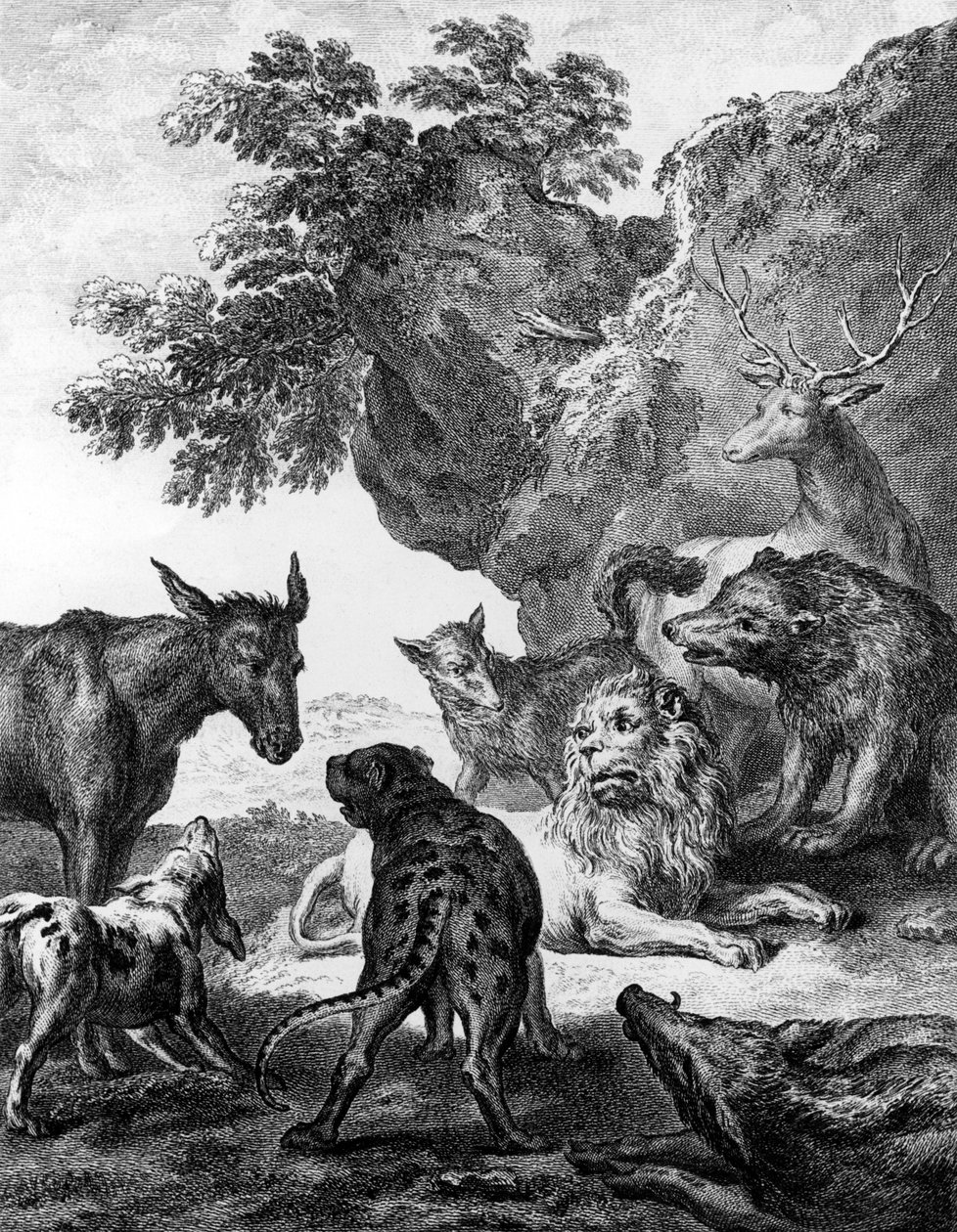 Vebadan Hastalanan Hayvanlar, La Fontaine Masalları için illüstrasyon, 1755 by Jean Baptiste Oudry