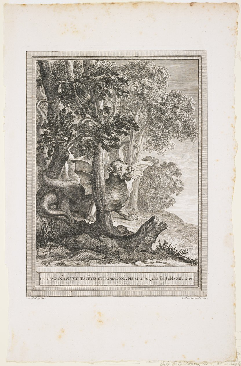 Birçok Kuyruğun Ejderhası, Fable XII, c. 1753-1755 by Jean Baptiste Oudry