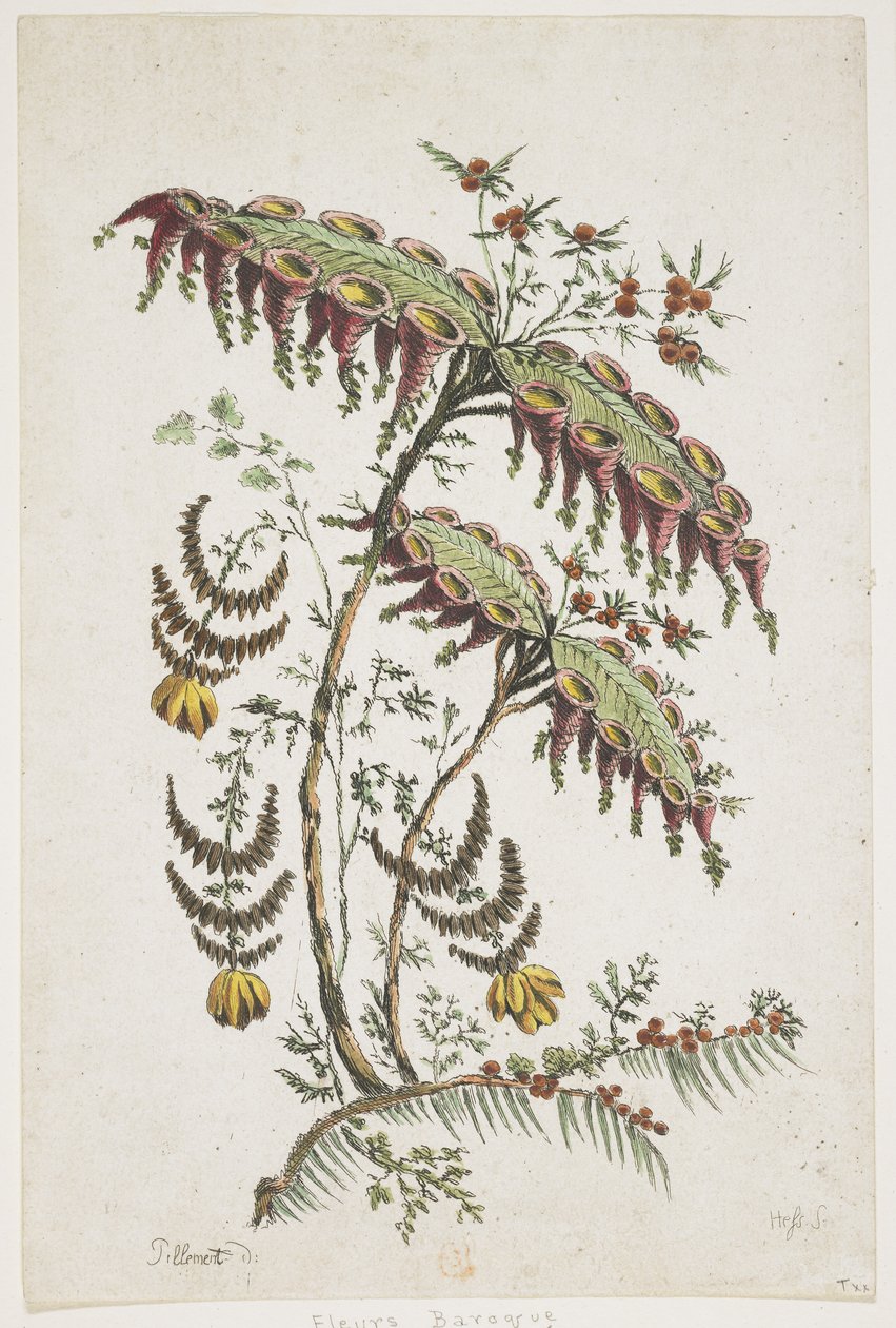 Çiçek Tabağı. Çin lokantası. by Jean Baptiste Pillement