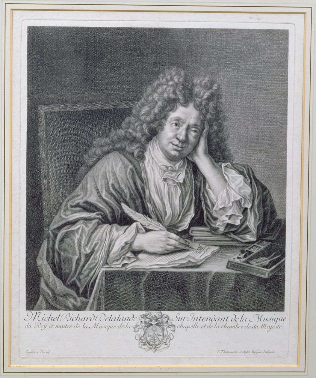 Simon Thomassin (1655-1733) tarafından oyulmuş Müzik Müfettişi Michel Richard Delalande (1657-1726) portresi by Jean Baptiste Santerre