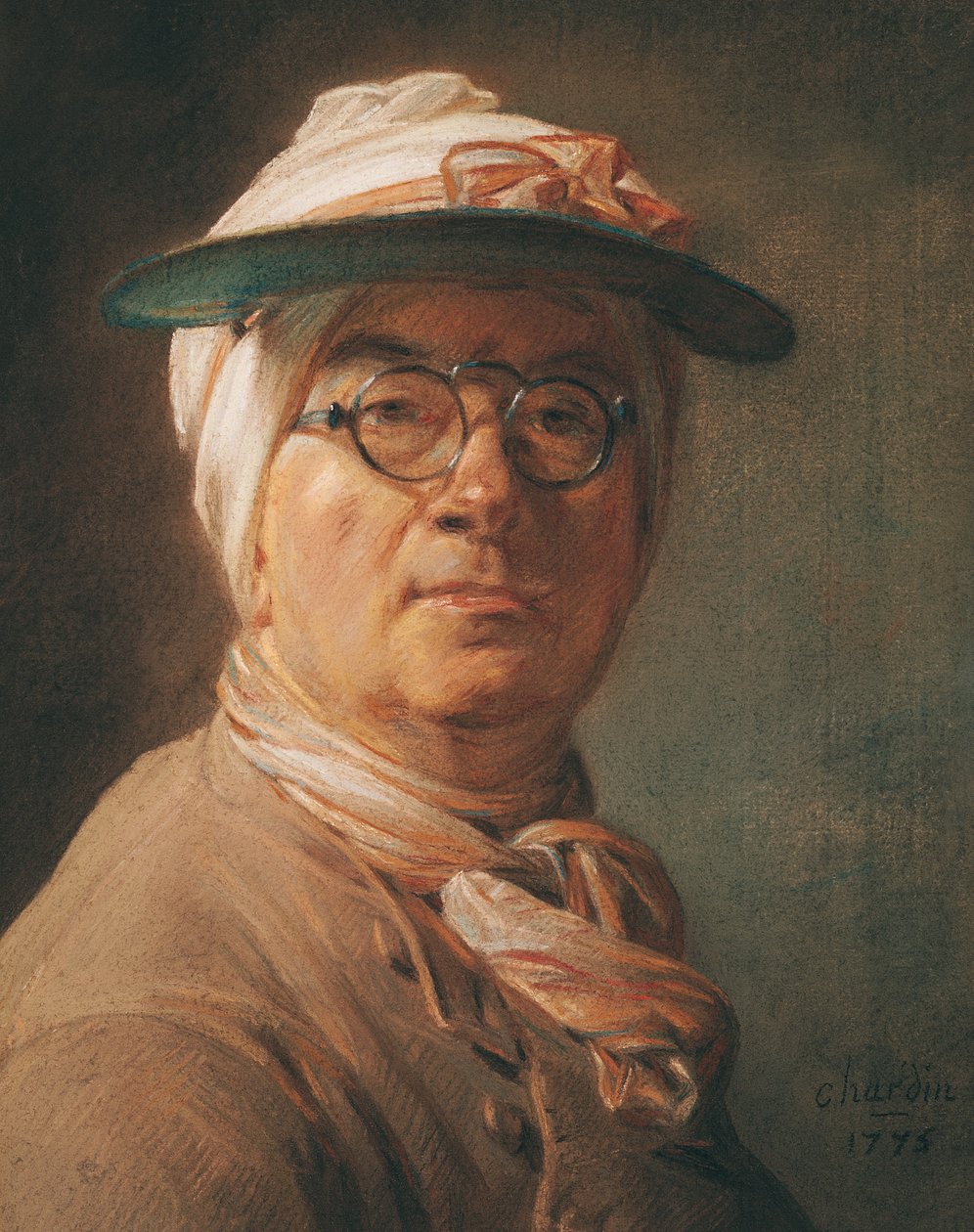 Self Portrait, 1775 (pastel on paper) by Jean Baptiste Simeon Chardin