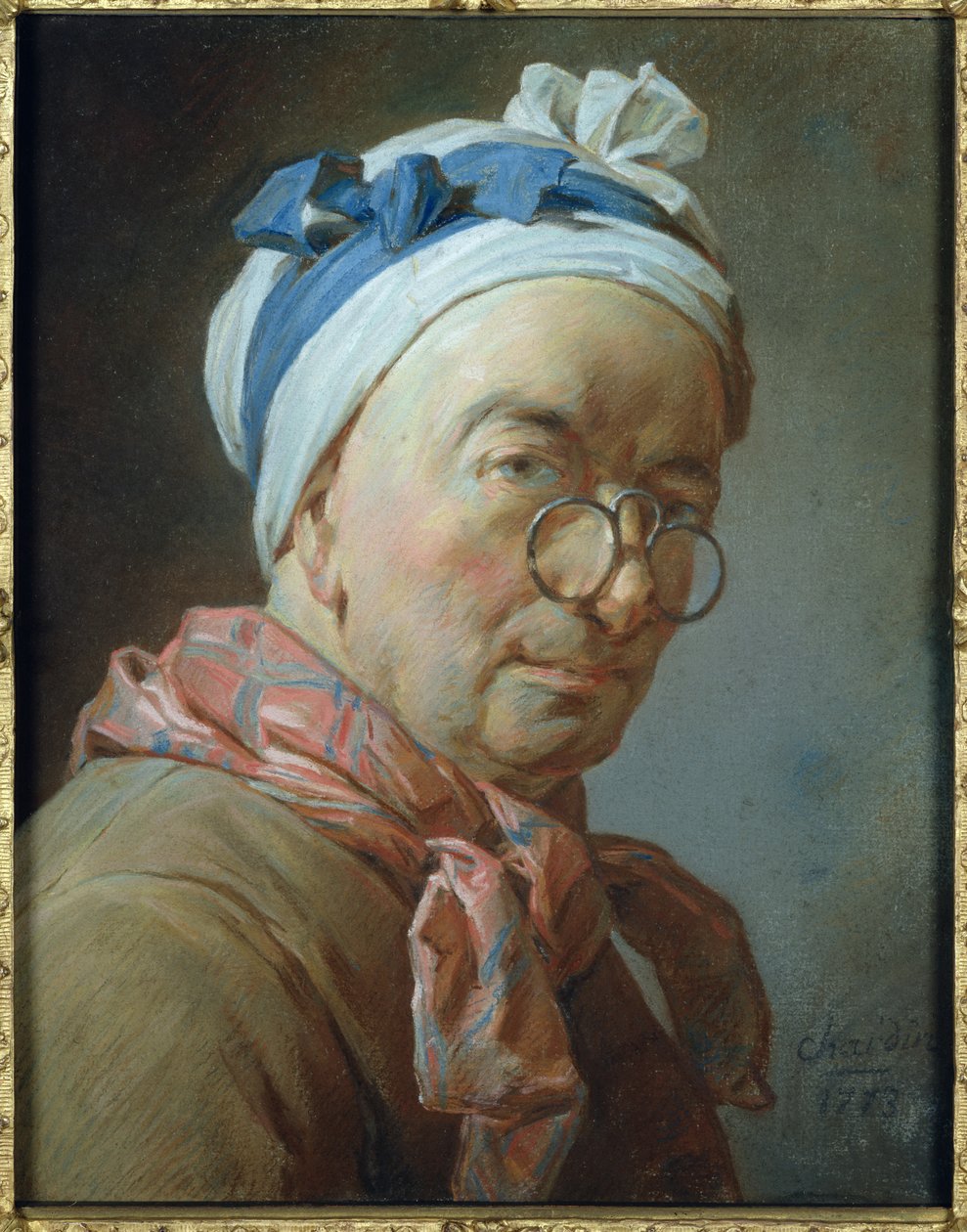 Gözlüklü Otoportre, 1773 (kağıt üzerinde pastel) by Jean Baptiste Simeon Chardin