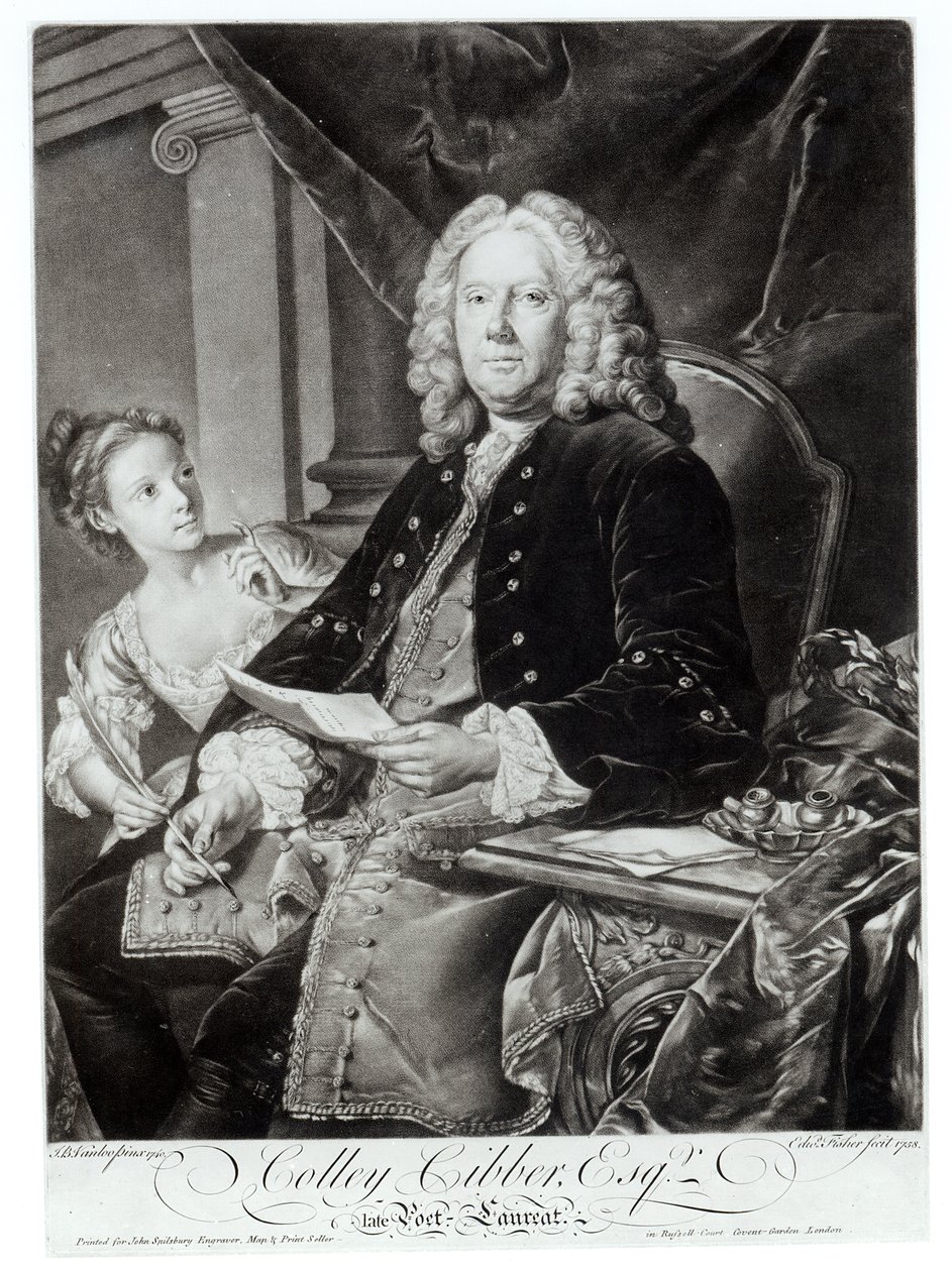 Colley Cibber (1671-1757) 1758, Edward Fisher (1722-85) tarafından kazınmış by Jean Baptiste Vanloo