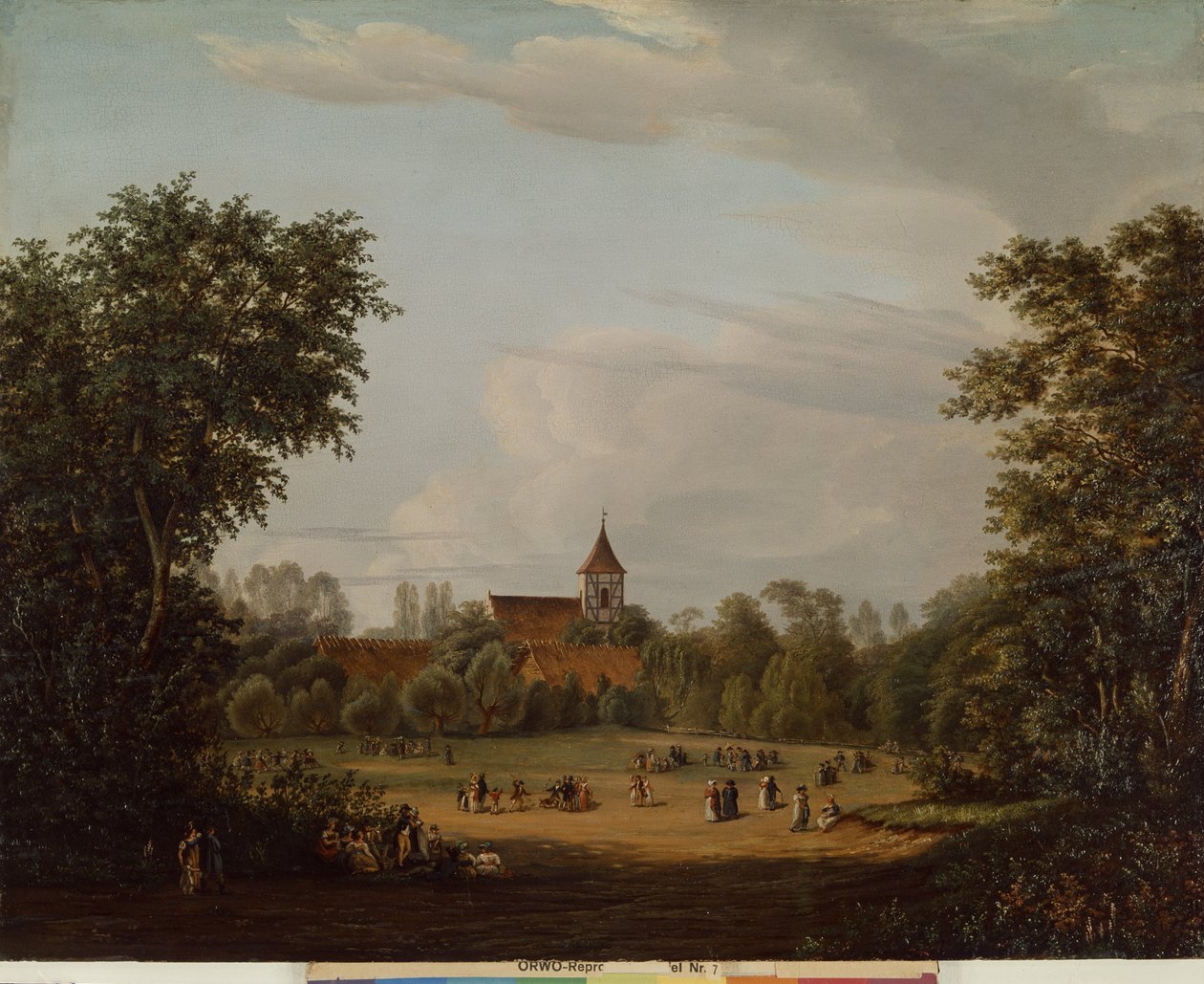 Köy kilisesinin görünümü, Pankow, 1835 by Jean Bartheleney Pascal
