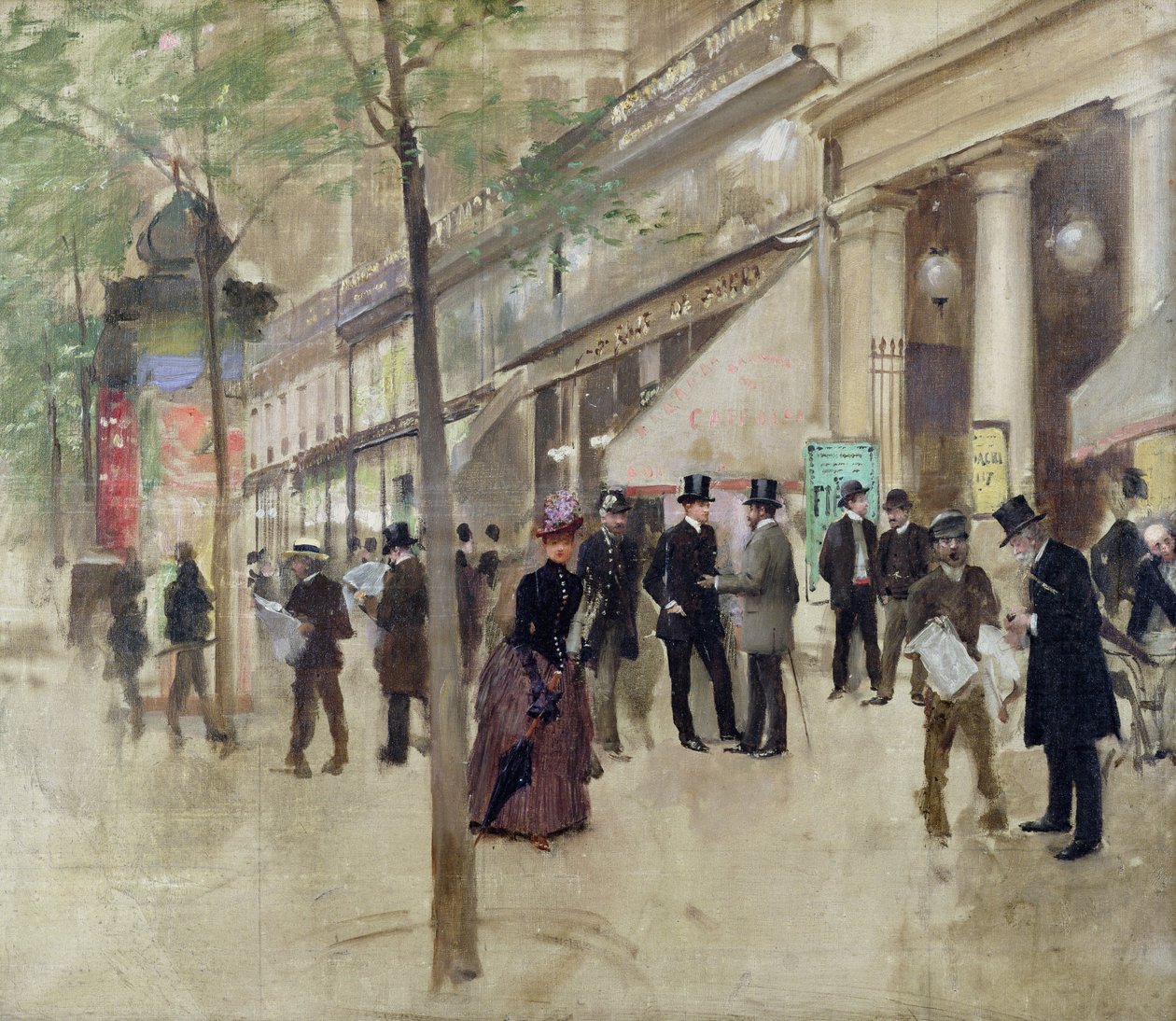 Boulevard Montmartre ve Theatre des Varietes, c.1886 by Jean Beraud