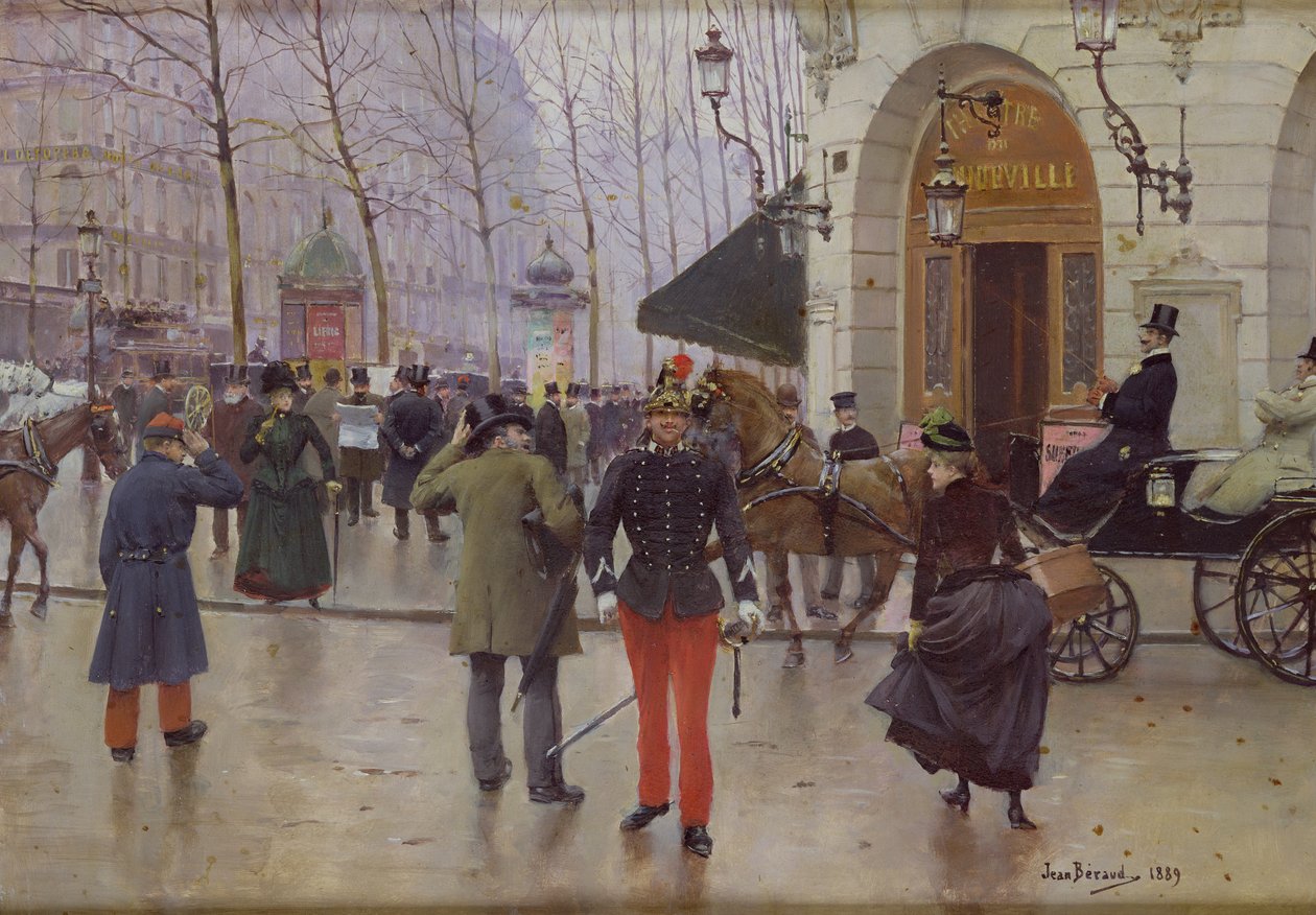 Boulevard des Capucines ve Vaudeville Tiyatrosu, 1889 by Jean Beraud