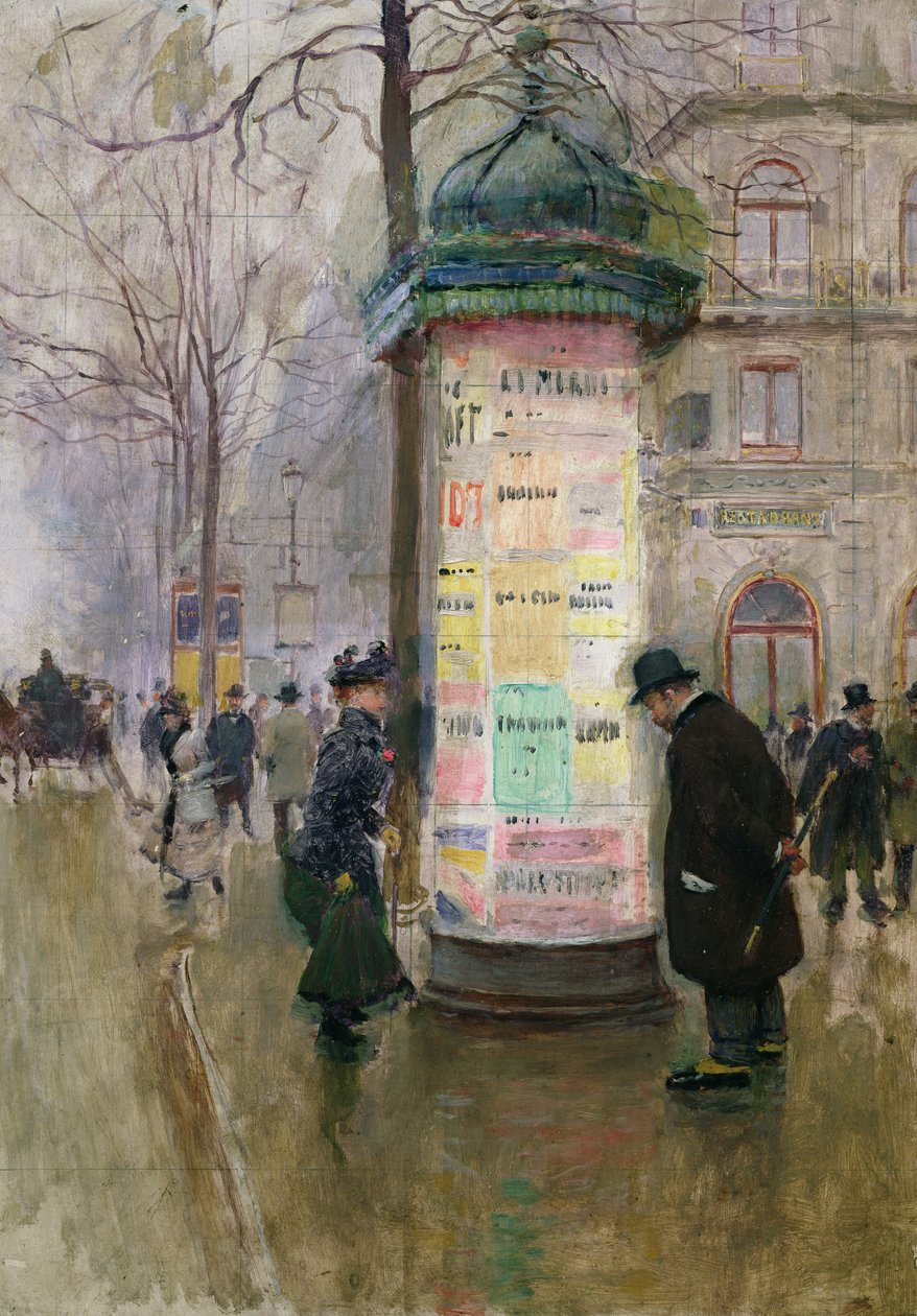 Colonne Morris, c.1885 by Jean Beraud