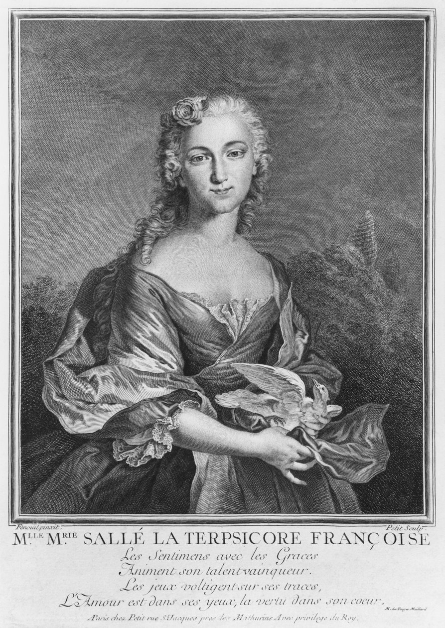 Petit tarafından oyulmuş Fransız Terpsichore olarak Matmazel Marie Salle (ayrıca bkz. 414545) by Jean Cesar Fenouil