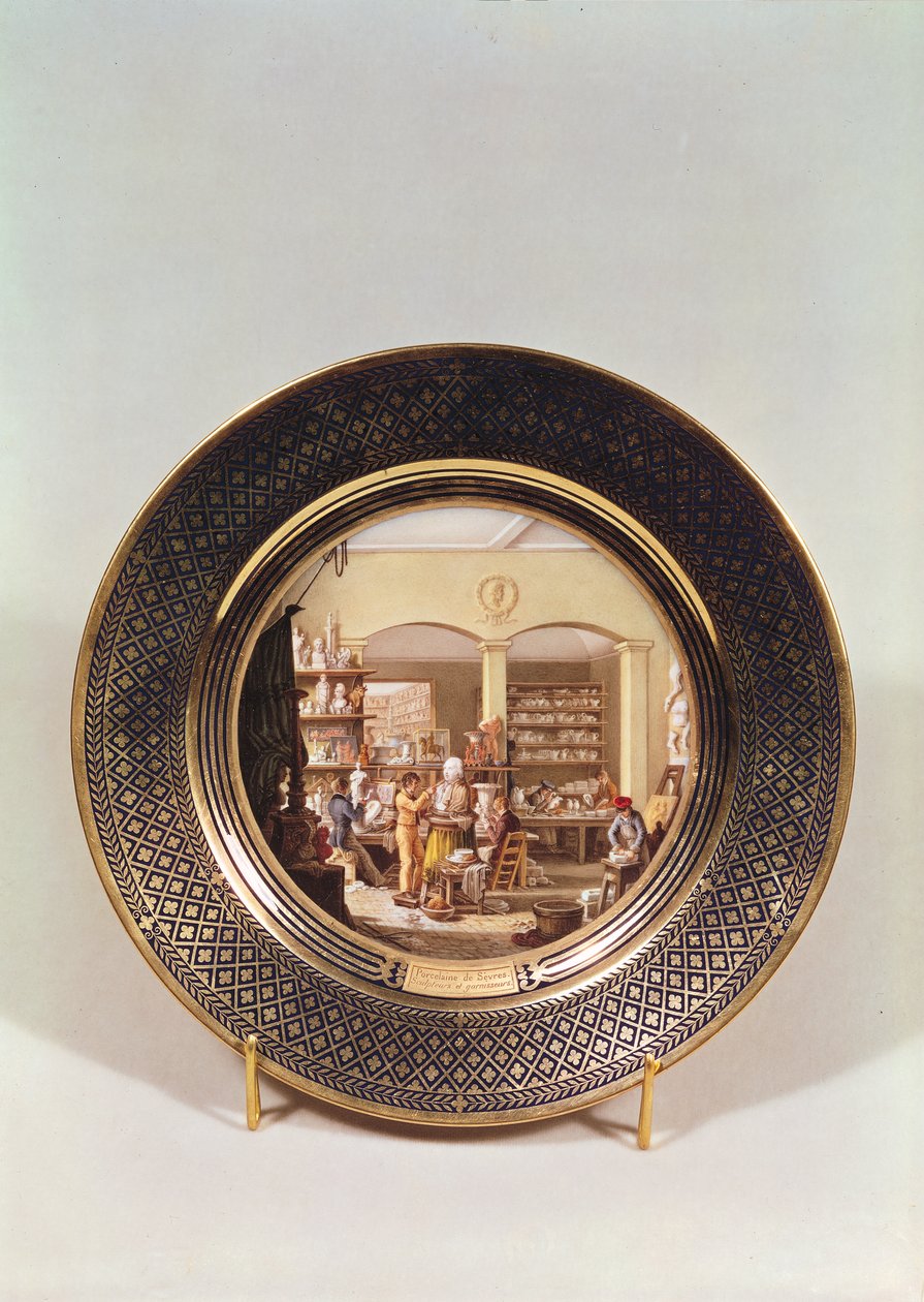 Alexandre Brogniart (1770-1847) yönetimindeki Sevr atölyesini gösteren levha (porselen) by Jean Charles Develly