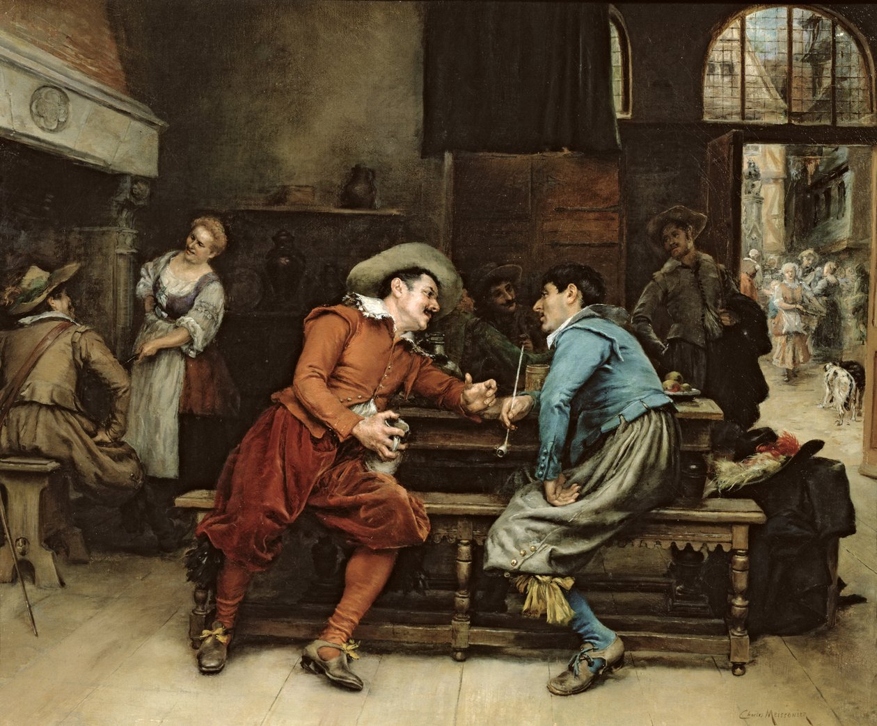 Bir Tavernada Konuşan İki Adam by Jean Louis Ernest Meissonier