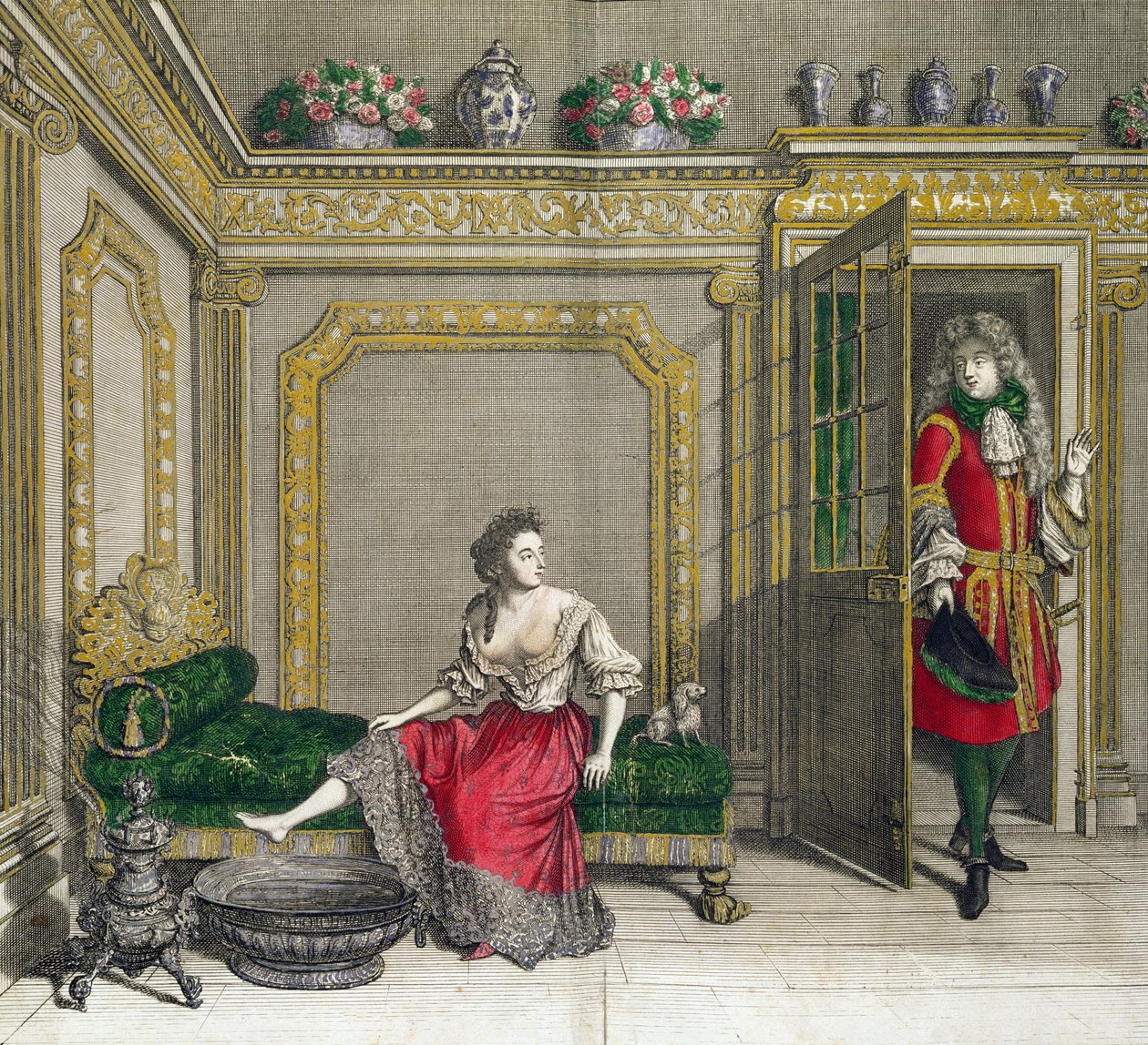 Banyo için soyunan bayan, c.1688-90 yayınlandı by Jean Dieu de Saint Jean