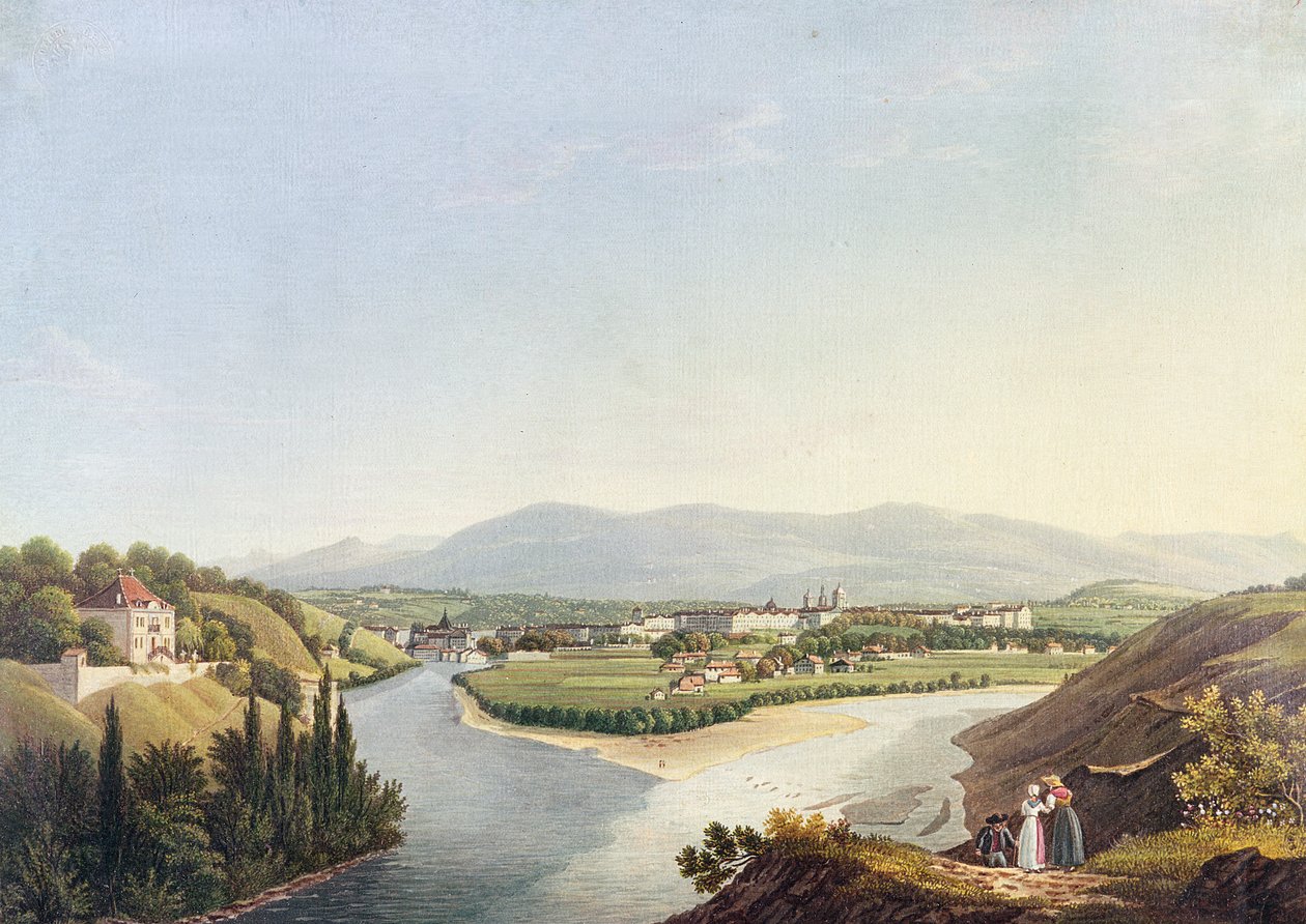 Friedrich Salathe (1793-1860) tarafından oyulmuş Rhone ve Arve