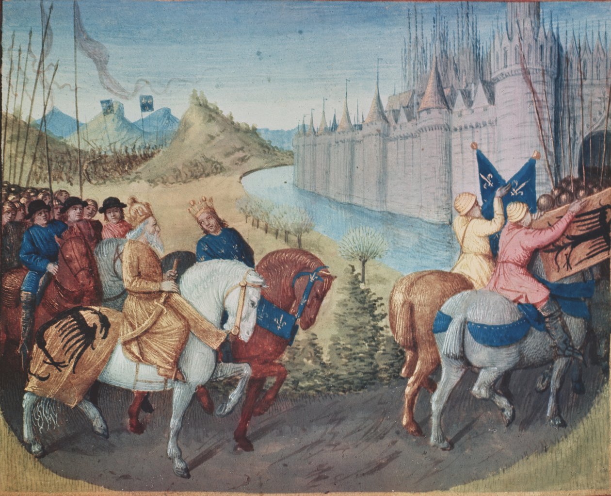 Bayan Fr. 6465 fol.202 Fransa Kralı Louis VII (c.1120-80) ve Almanya Kralı III. by Jean Fouquet