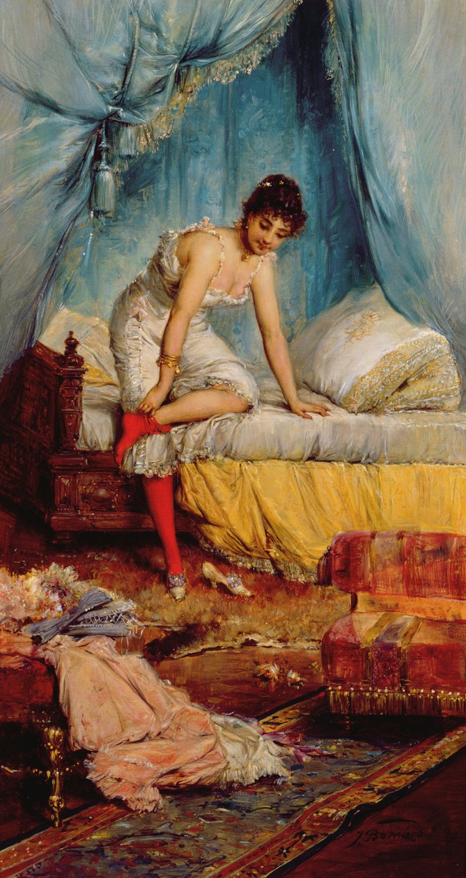 genç kadın soyunma by Jean Francois Armand Felix Bernard
