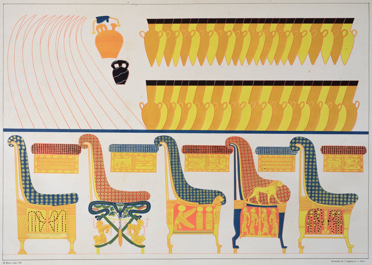 Ramses IV Mezarından Mobilya Freskleri, 1835-45 by Jean Francois Champollion