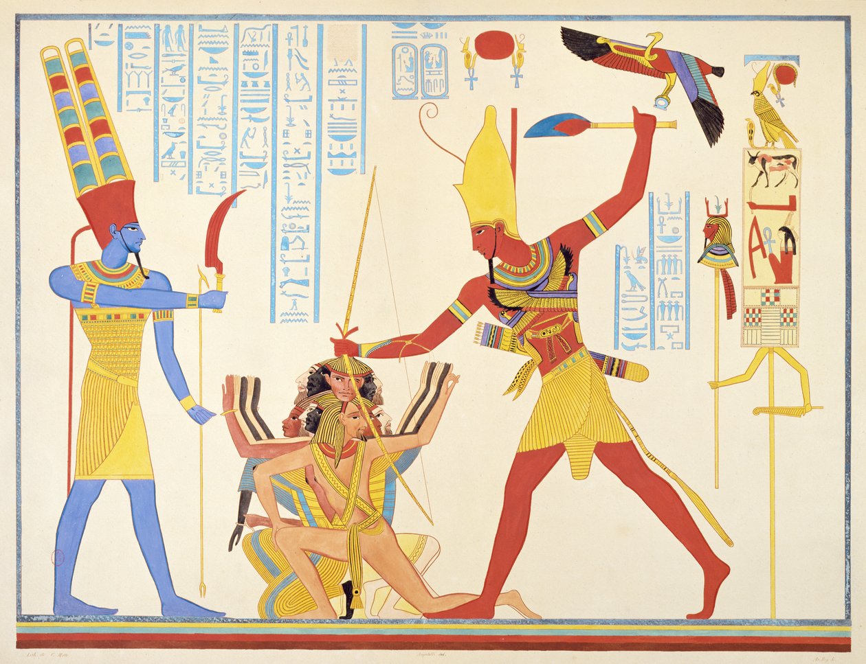 Tanrı Amun, yakalanan iki düşmana saldırırken firavun III. Ramses