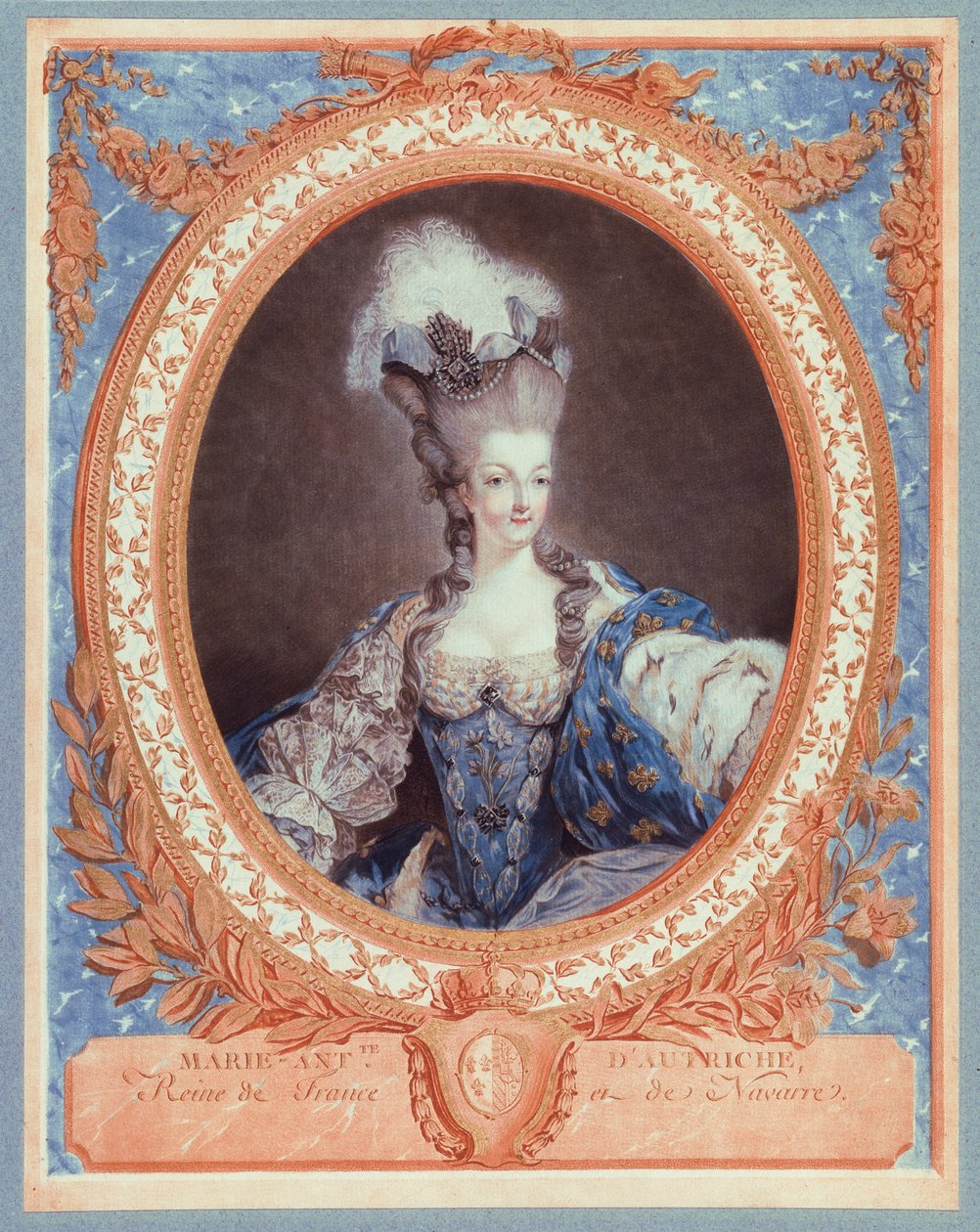 Marie Antoinette, Fransa Kraliçesi ve Navarre (renkli aquatint baskı) by Jean Francois Janinet