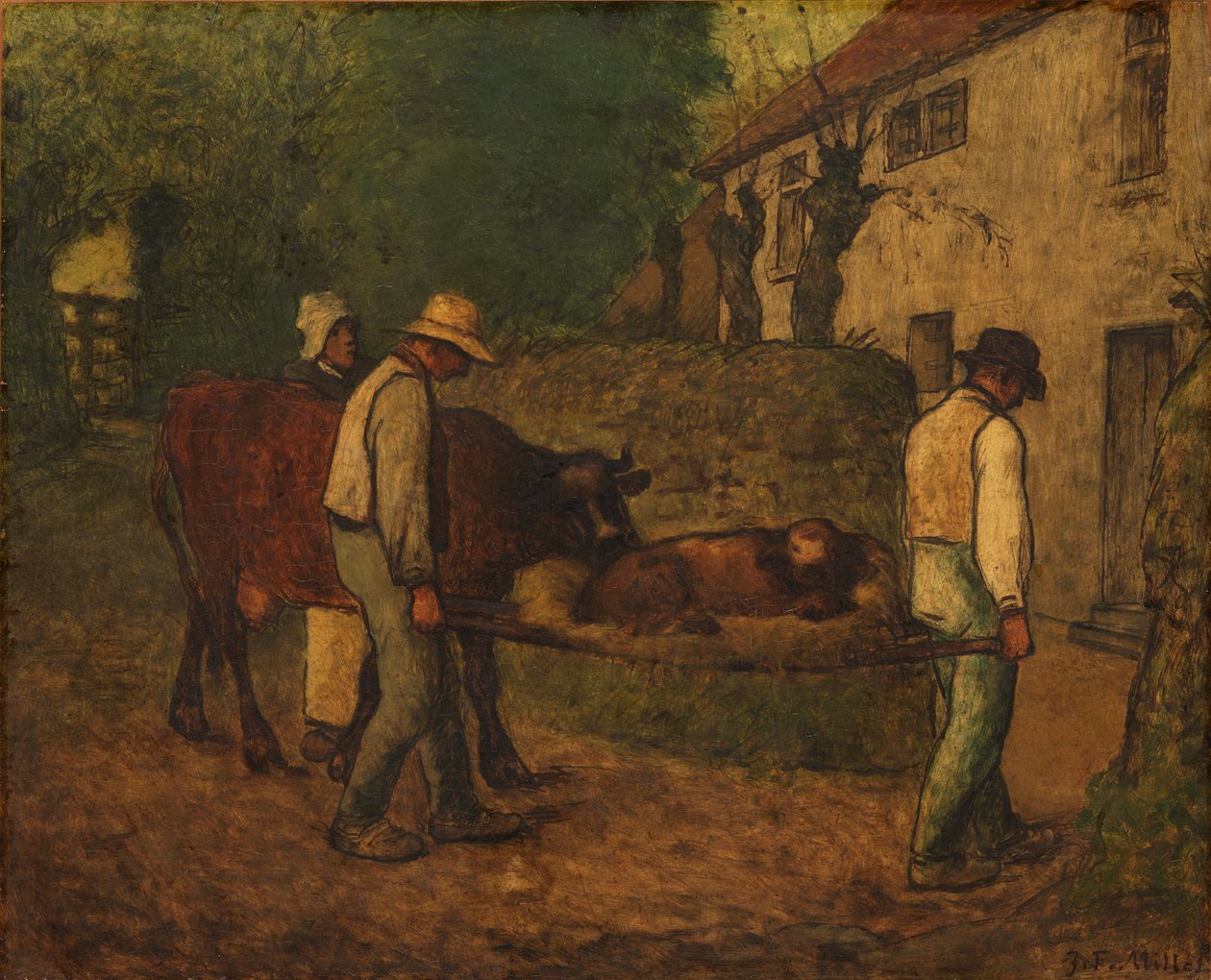 Tarlada doğan buzağıyı eve getir by Jean Francois Millet